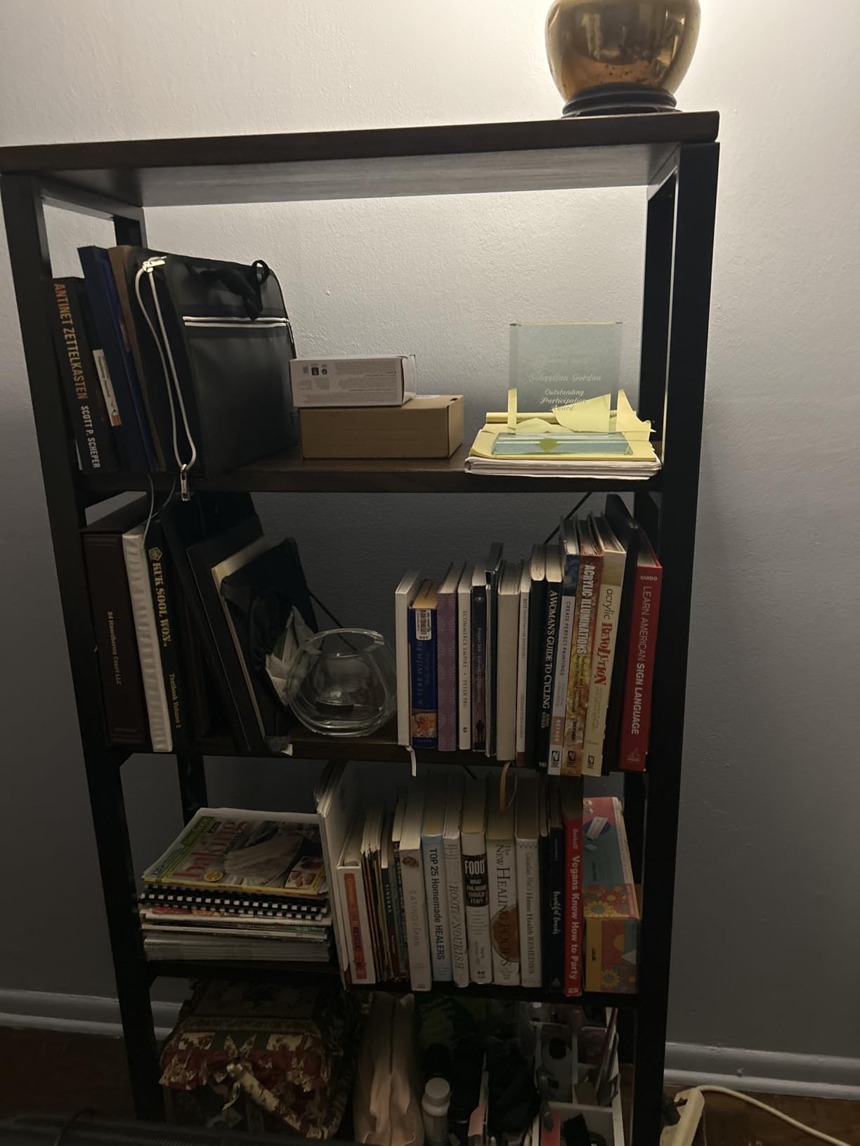 AY-AOYUAN 5-Tier Real Solid Wood Bookshelf, Industrial Metal Etagere customer photo 1