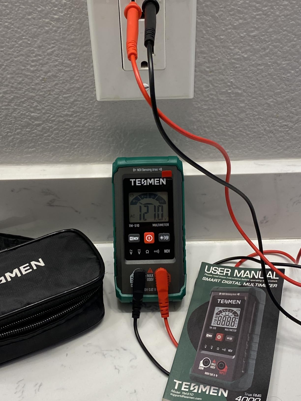TM-510 Digital Multimeter, 4000 Counts, Smart Measurement, Auto-Ranging Voltmeter; Voltage Tester with Non-Contact Voltage Function, Measures AC/DC Voltage, Resistance, Continuity – Green customer photo 1