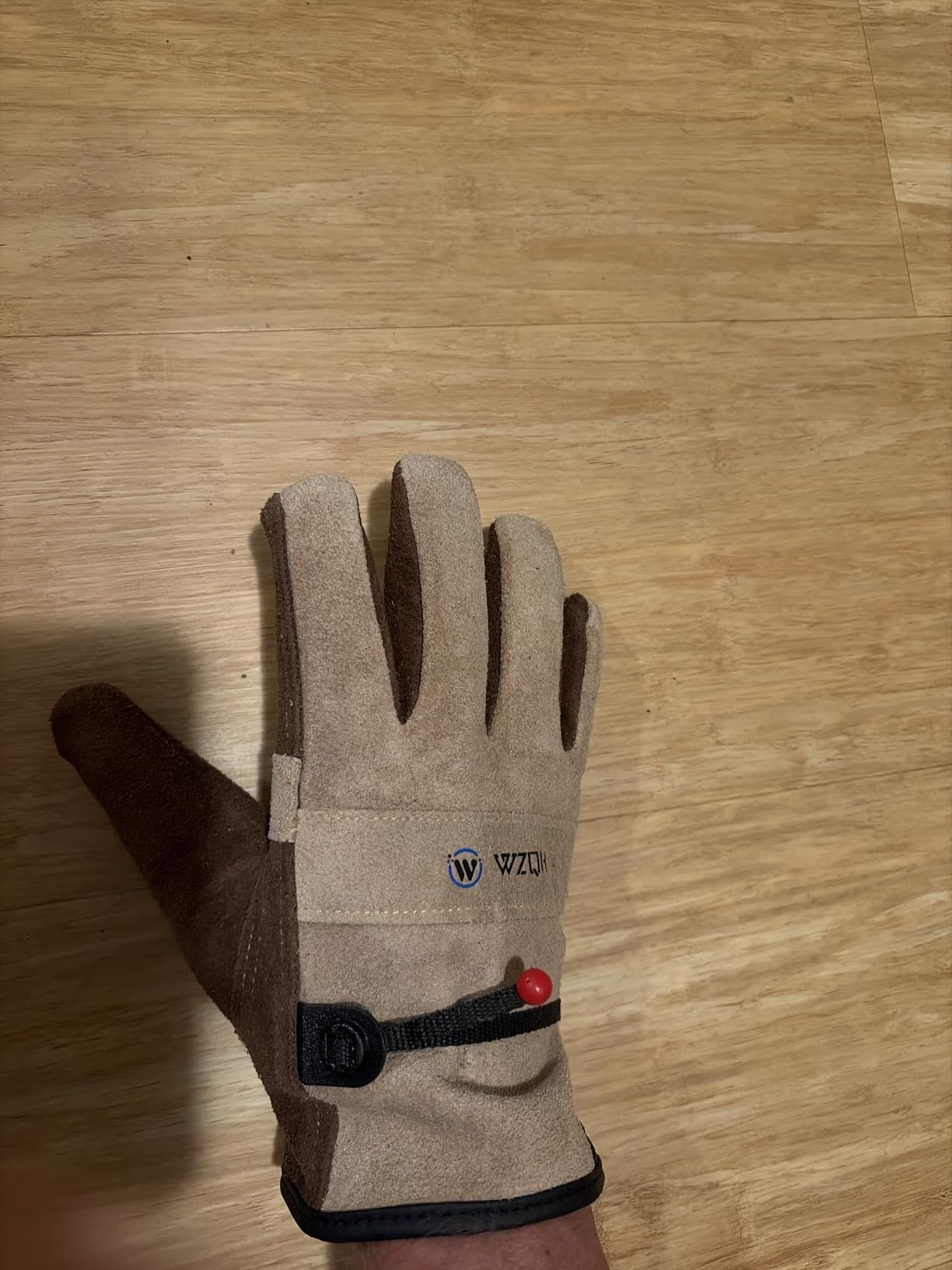 WZQH Leather Work Gloves for Men or Women.Gardening,Welding,Coffee-grey M customer photo 1