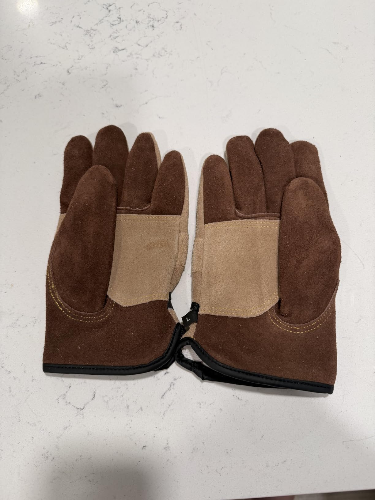 WZQH Leather Work Gloves for Men or Women.Gardening,Welding,Coffee-grey M customer photo 2