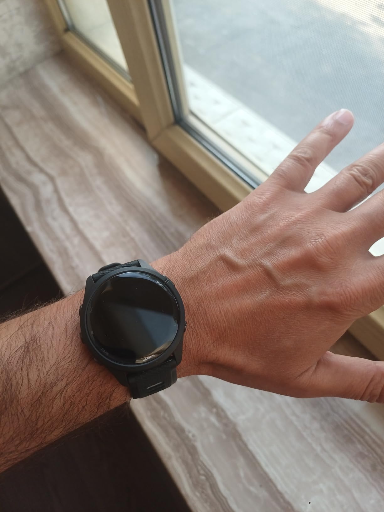 Garmin Forerunner® 265S, Running Smartwatch, 42mm, Whitestone/Neo Tropic customer photo 1