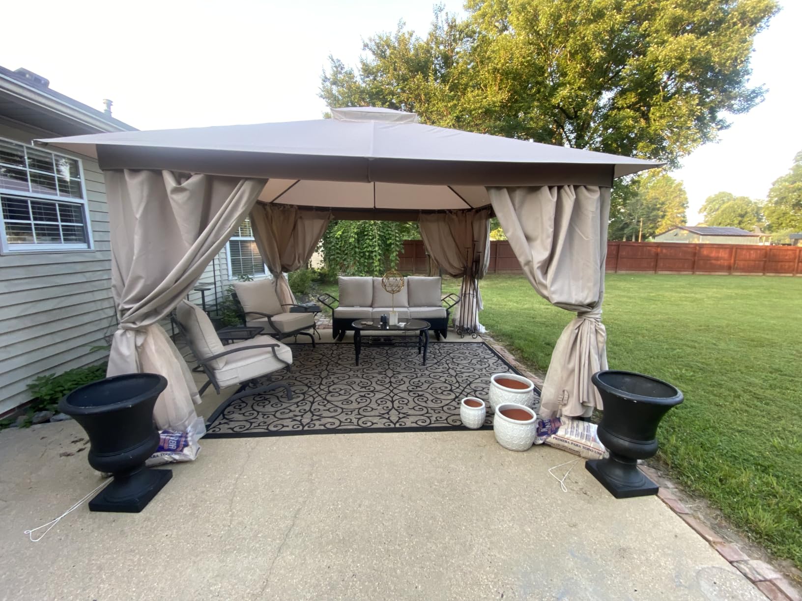 LAUSAINT HOME 10x13 Gazebo Canopy with Netting, Curtains & Double Roof customer photo 2
