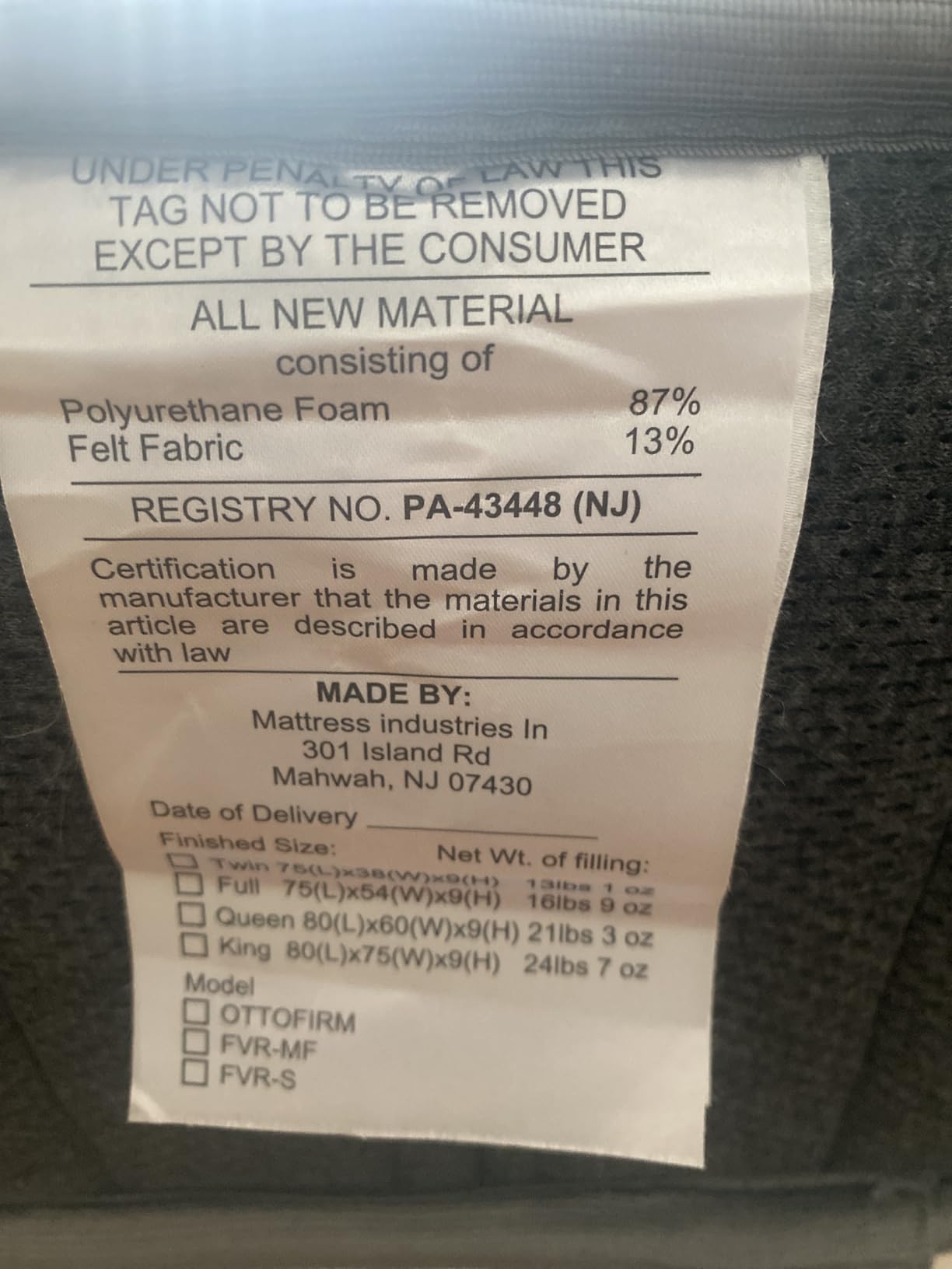 Ottomanson 8 Inch Twin Mattress, Firm Hybrid Mattress in a Box customer photo 2