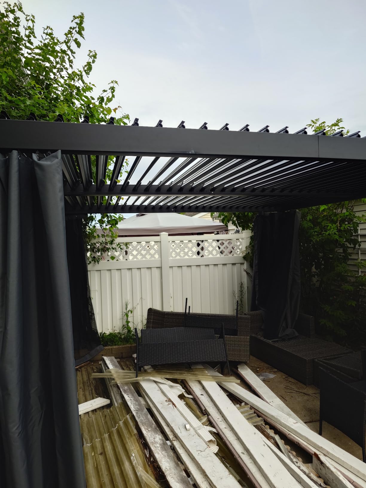 MELLCOM 10x20 Louvered Pergola Adjustable Roof w/Curtains & Mesh customer photo 2