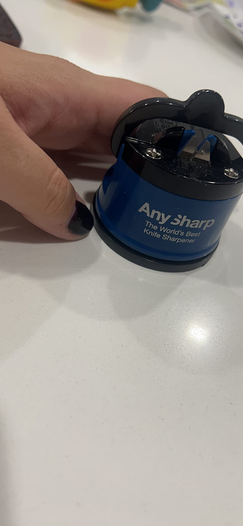 AnySharp – GLOBAL – Easy to Use, Hands Free Knife Sharpener - Red customer photo 2