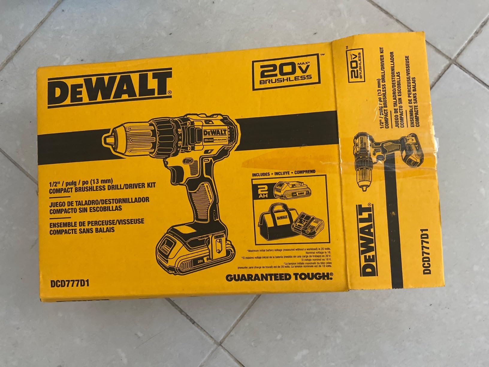 DEWALT 20V MAX Cordless Drill Driver Set, Electric Drill, Brushless 1/2 In 2 Speed, 2.0 Ah Battery and Charger Included, LED Light (DCD777D1) customer photo 1