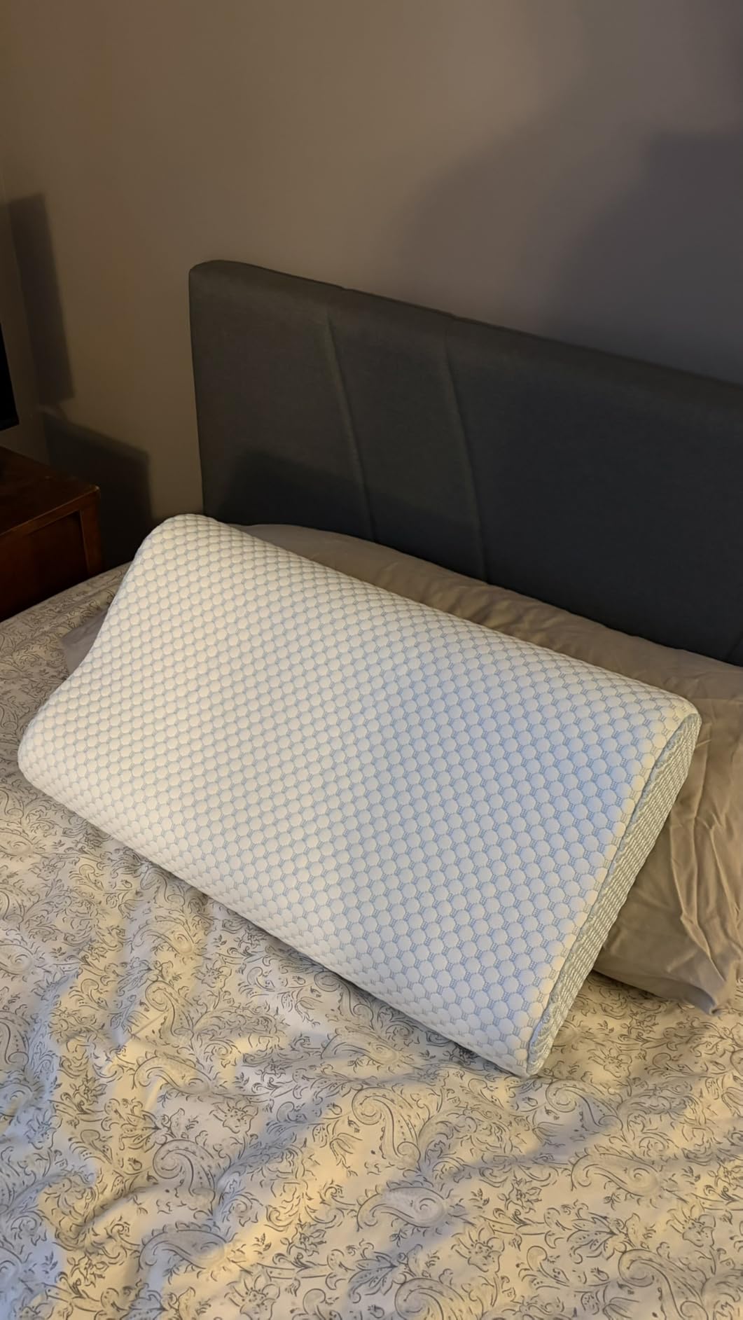 Memory Foam Pillows Neck Pillow Bed Pillow for Sleeping, Ergonomic Cervical Pillow for Neck and Shoulder Pain Relief,Orthopedic Contour Pillow for Side Back Stomach Sleeper(Blue&Grey) customer photo 1