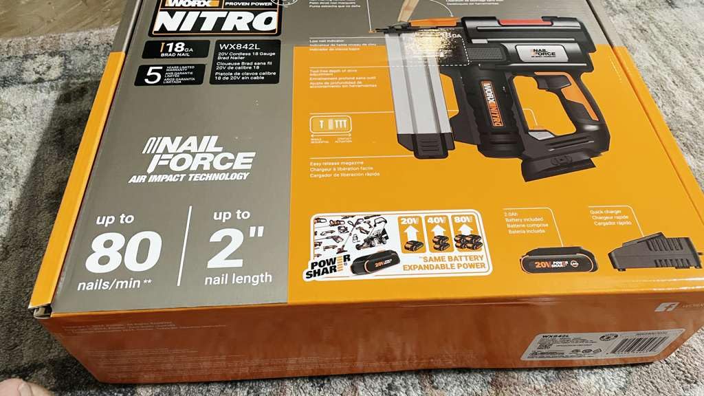 WORX Cordless Brad Nailer, 20V 18GA Nail Gun, WX842L customer photo 2