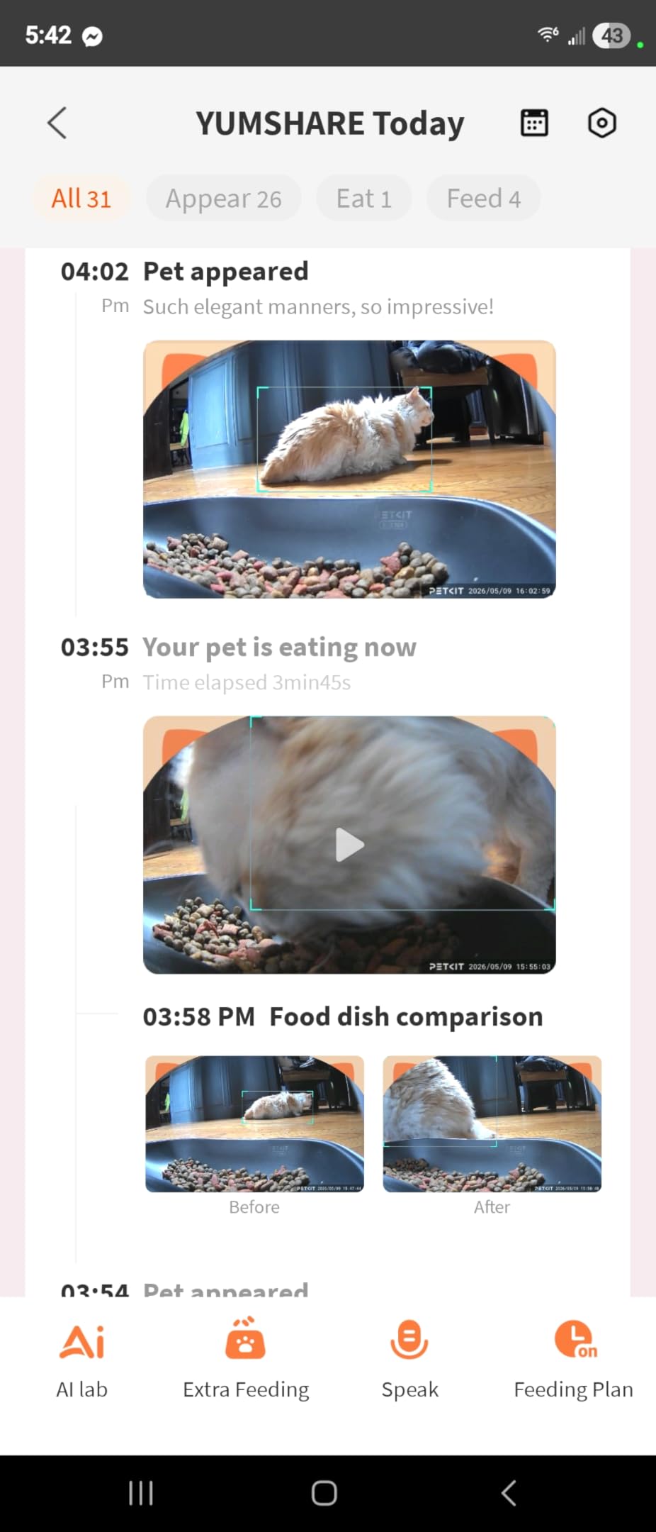 PETKIT Automatic Cat Dog Feeder with Camera, AI-Powered Motion Capturing, 1080P HD Video with Night Vision, 2.4G WiFi Pet Feeder with 2-Way Audio, Dual Hopper Pet Food Dispenser with Desiccant customer photo 2