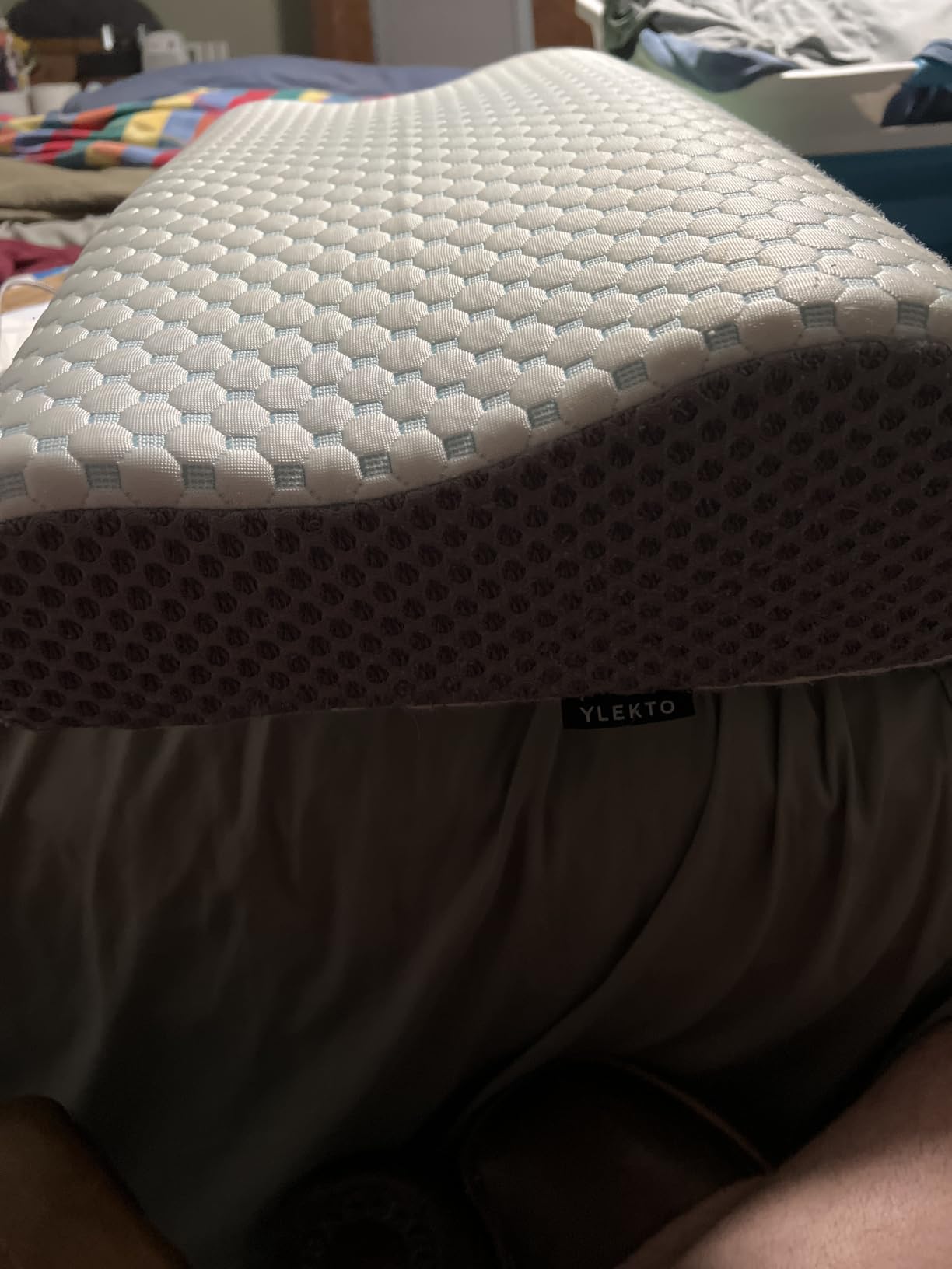 Cervical Pillow for Neck Pain Relief, Contour Memory Foam Pillows for Sleeping, Ergonomic Pillow Cooling Pillow Bed Pillow Neck Support for Side Back Stomach Sleepers (Blue) customer photo 2