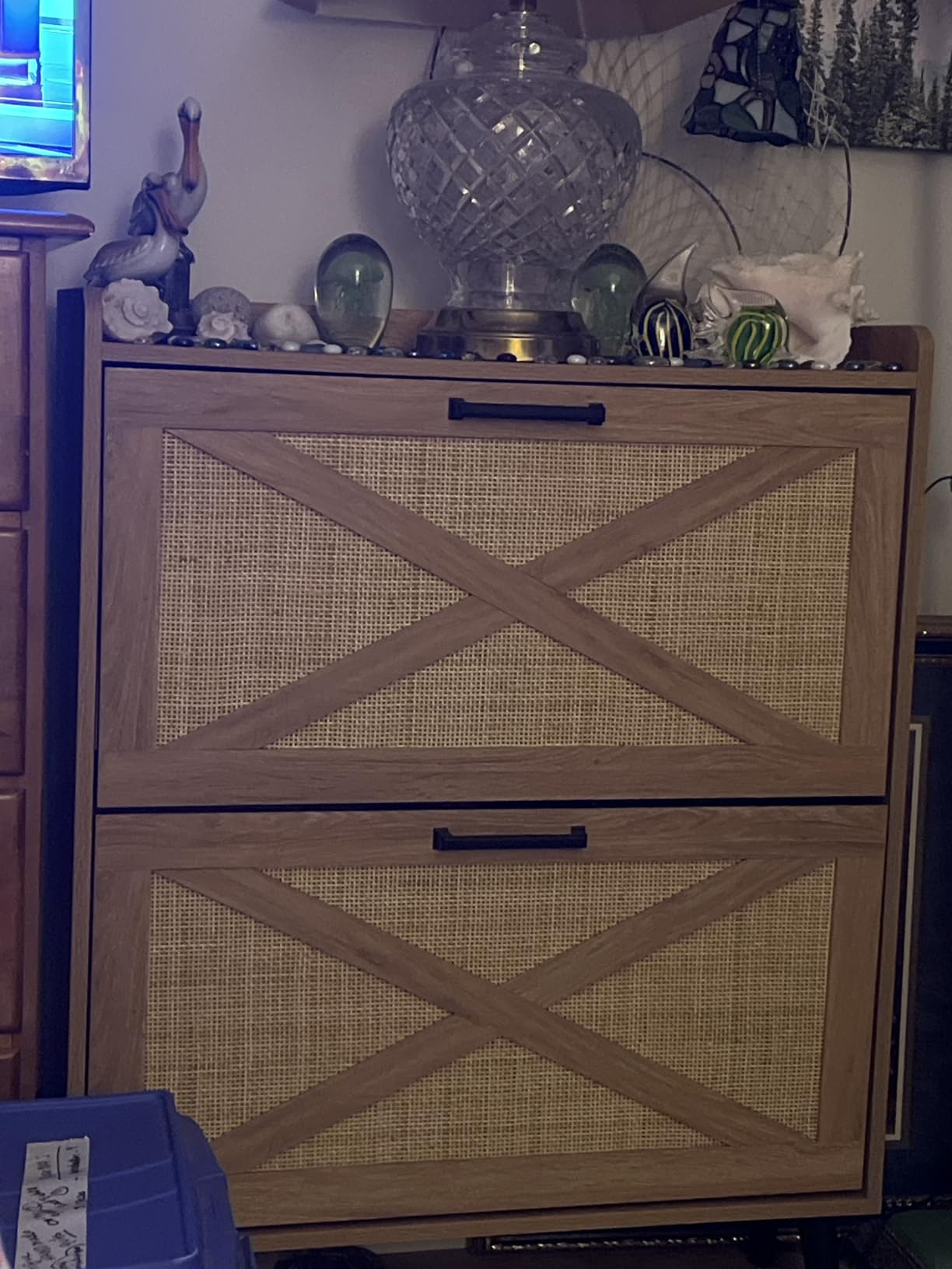Barnyatoh Farmhouse Shoe Storage Cabinet with 2 Flip Drawers & Barn Door customer photo 2