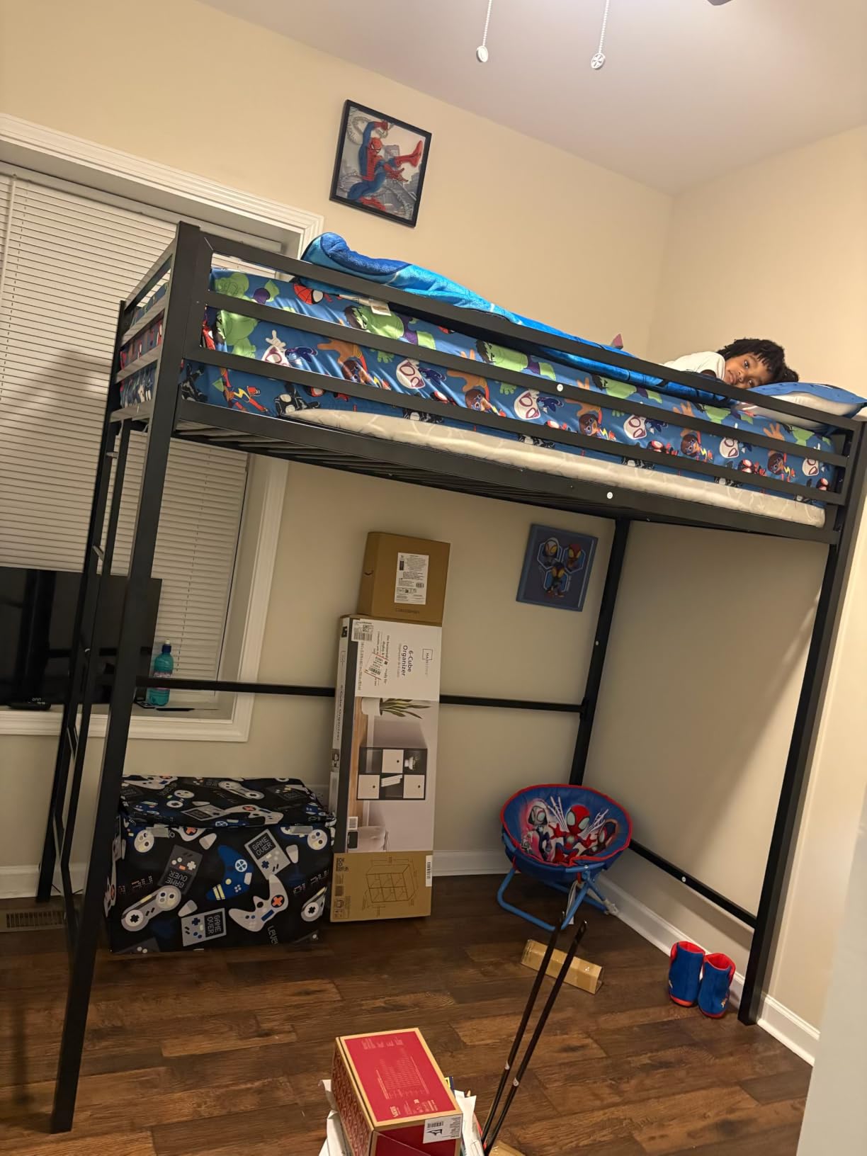 SHA CERLIN Loft Bed Twin Size with Ladder and Guardrail,White customer photo 2
