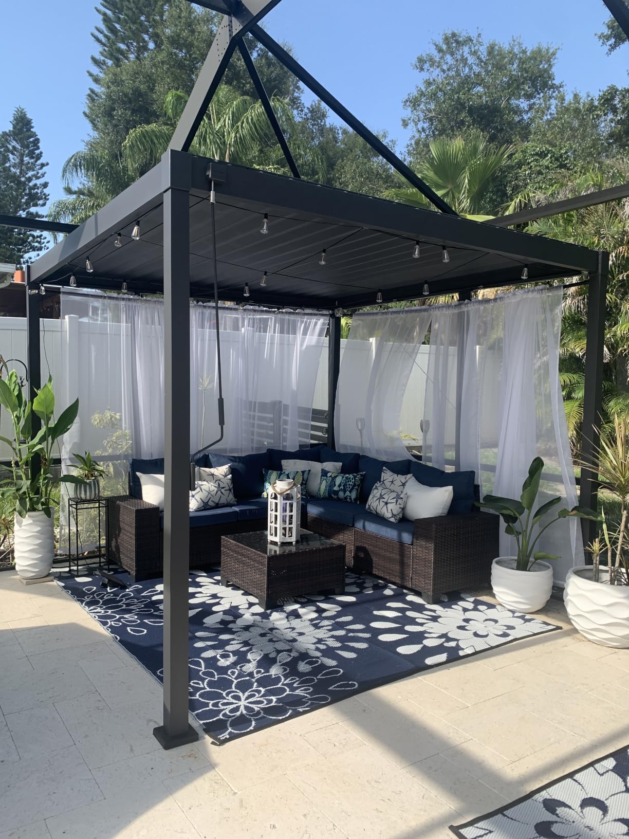 MIRADOR 80S Louvered Pergola 10' x 20', Modern Style with Adjustable Louvers and Integrated Drainage System for Deck Garden Yard, Easy Installation, Plus Size, Charcoal customer photo 1