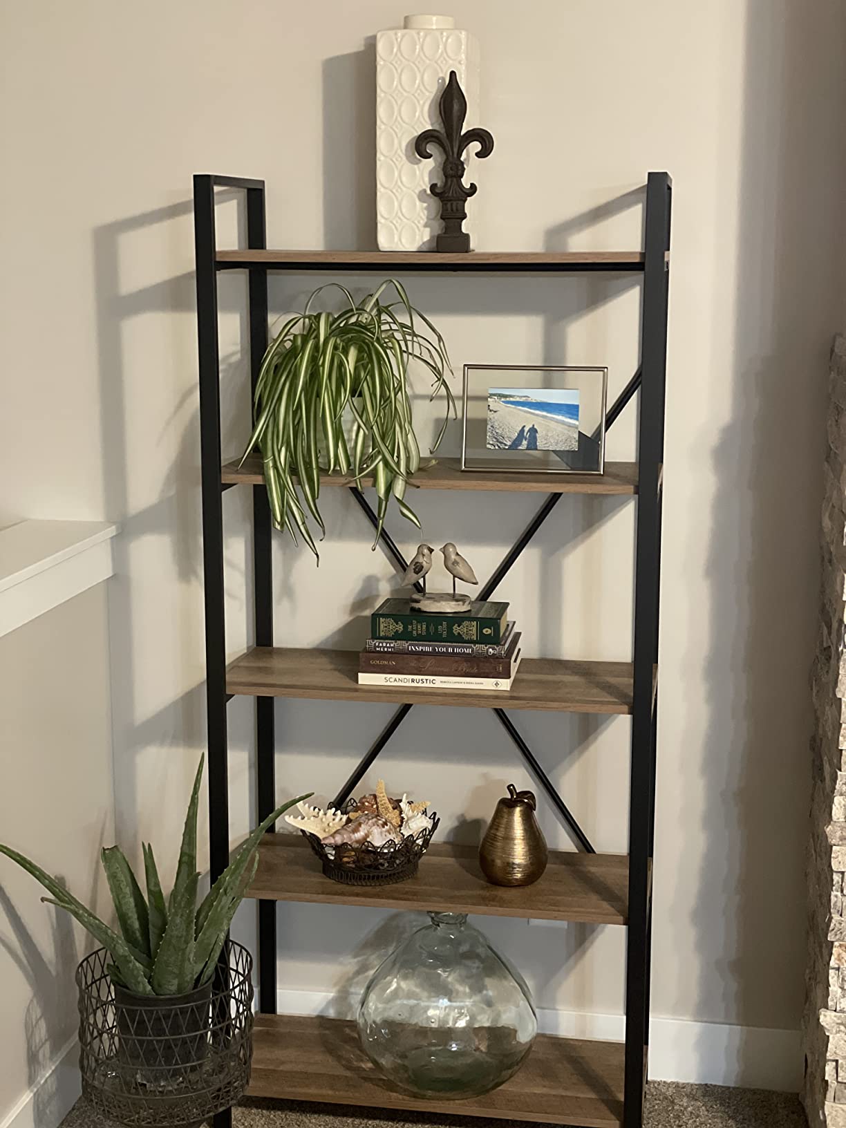 FATORRI 5 Tier Bookshelf, Industrial Wood and Metal Book Shelves for Display, Tall Etagere Bookcase and Rustic Shelving Unit (Rustic Oak) customer photo 1