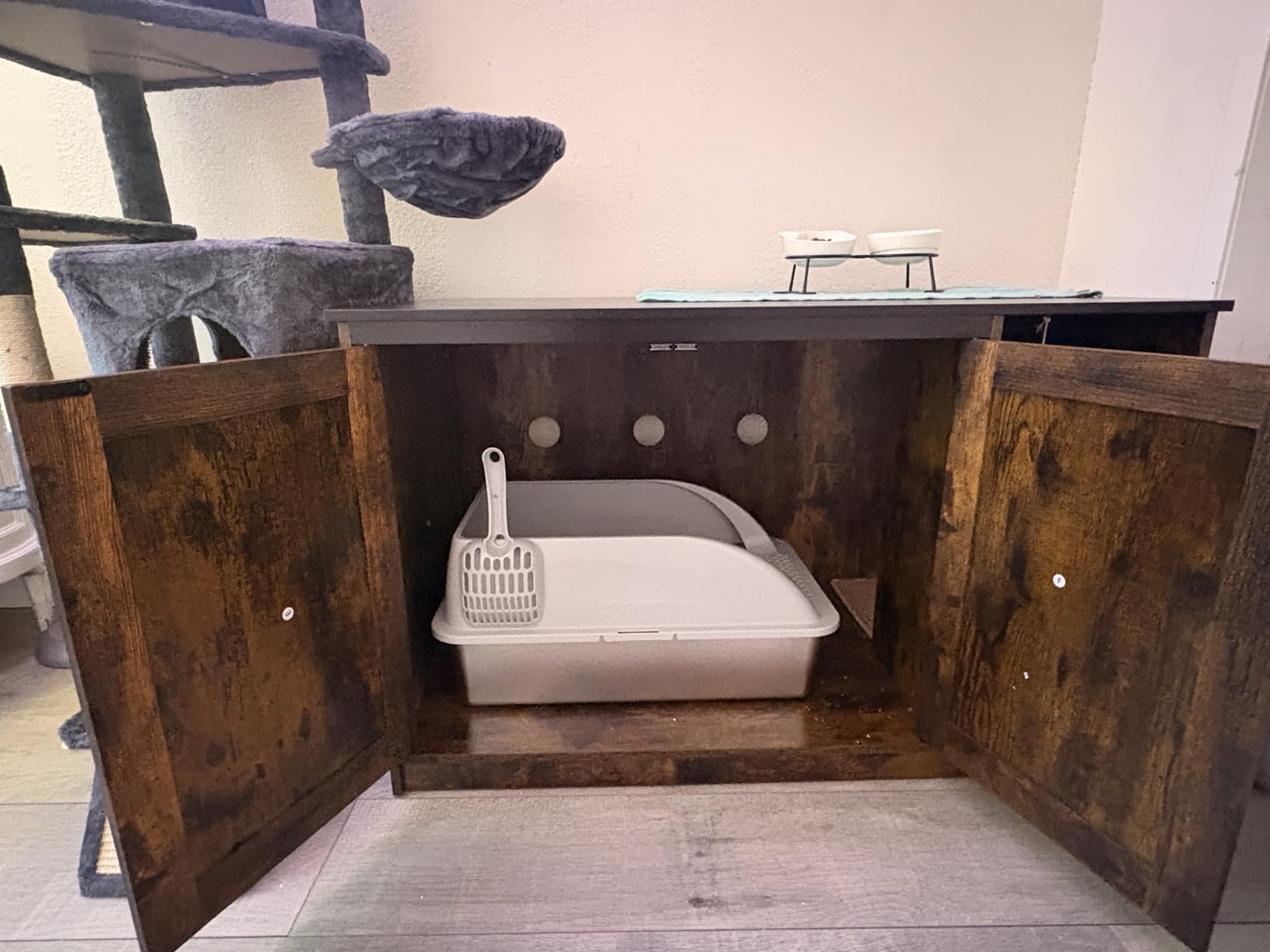 Hzuaneri Cat Litter Box Enclosure, Hidden Litter Box Cabinet Furniture customer photo 2