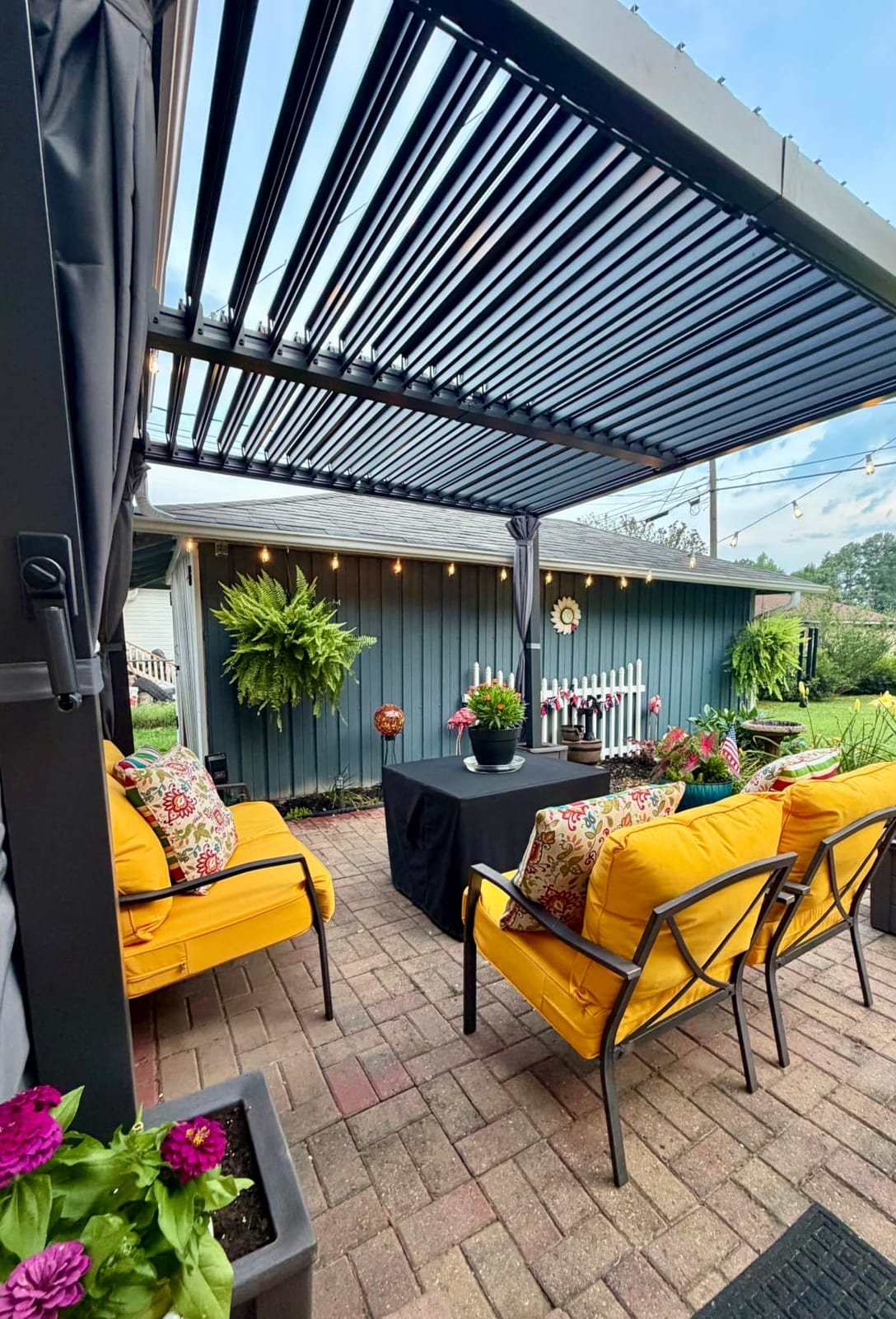 Aoxun Louvered Pergola 12x20 All-Aluminum, Waterproof Curtains and Netting customer photo 1