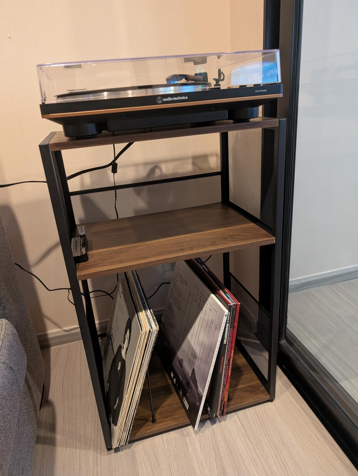 VASAGLE 3-Tier Record Player Stand, Vinyl Record Storage up to 100 Albums customer photo 2