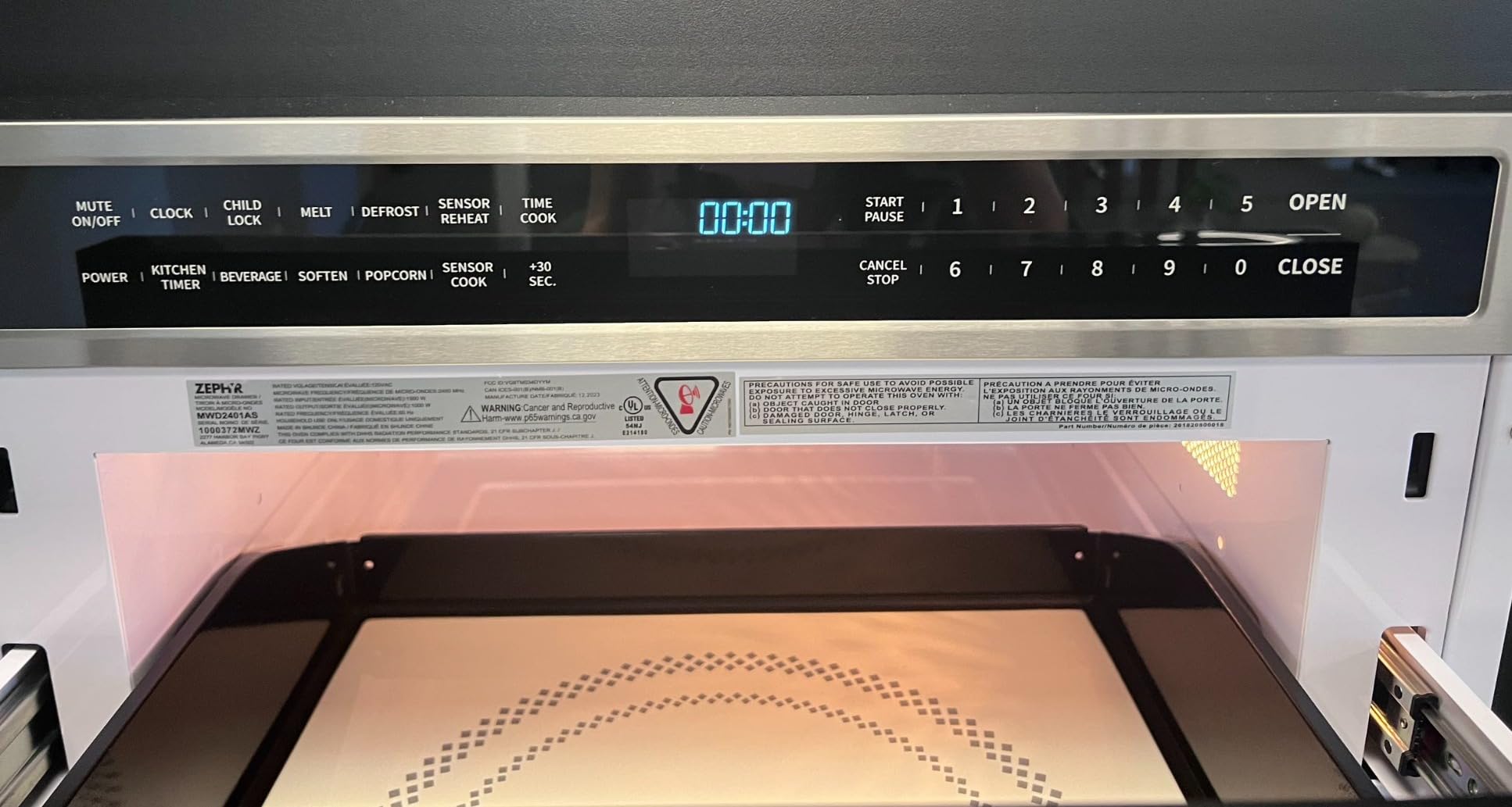 Zephyr 30 inch Built In Drawer Microwave Oven Under Cabinet - Integrated, Wall Mount, Under Counter Pull Out Microwave Drawer 1.2 cu ft, Preset Cooking Options, Easy Clean Coating, 1000W customer photo 2