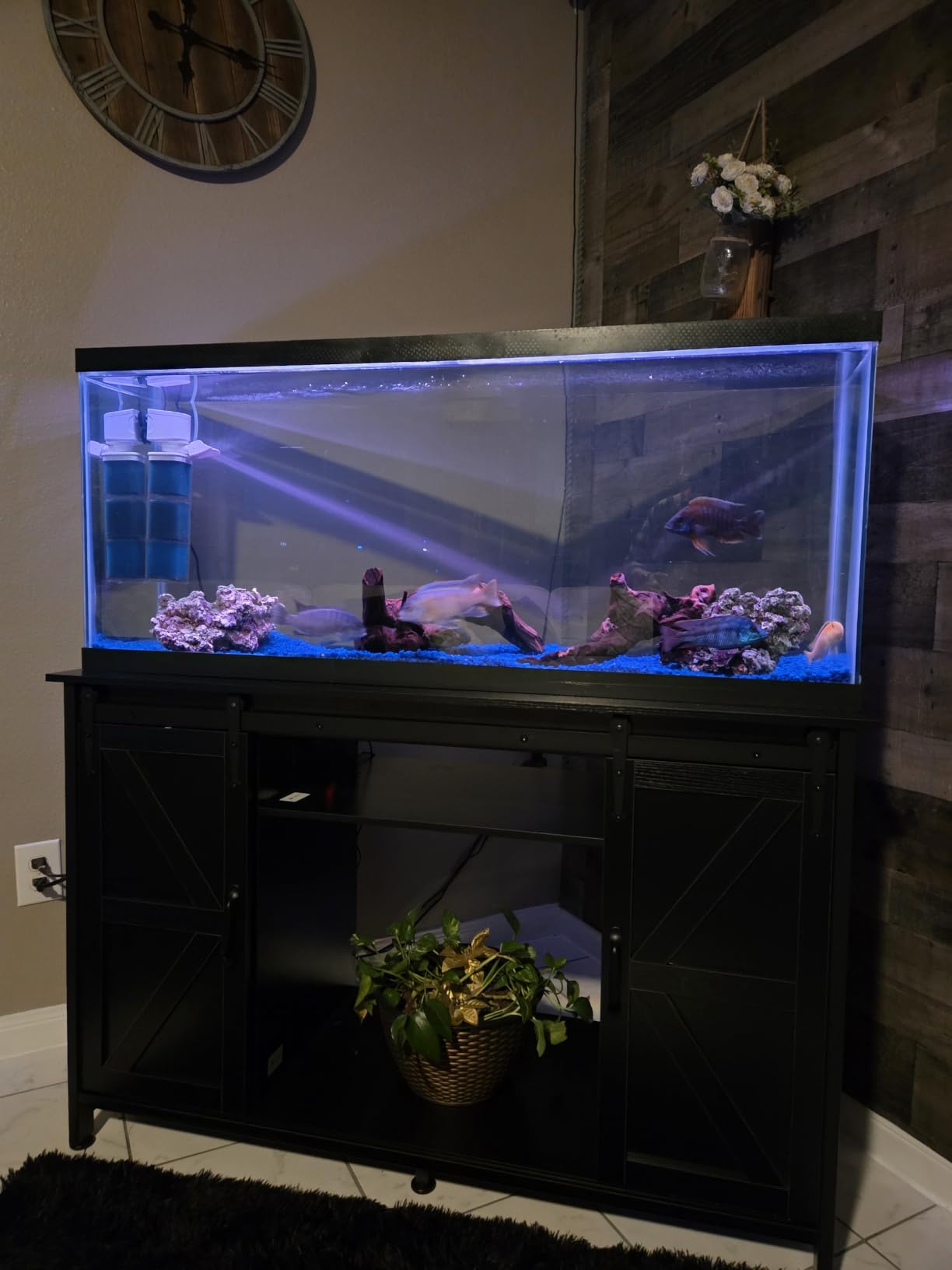 VOWNER Farmhouse 55-75 Gallon Fish Tank Stand with Power Outlet, Grey customer photo 1