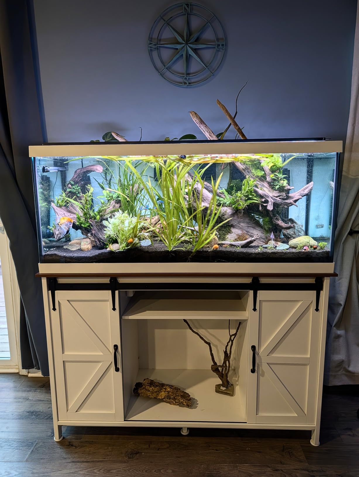 VOWNER Farmhouse 55-75 Gallon Fish Tank Stand with Power Outlet, Grey customer photo 2
