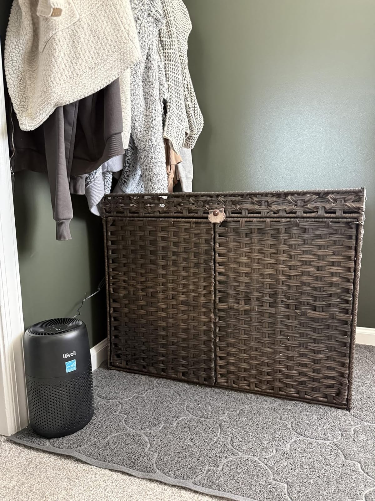 SETVSON Cat Litter Box Enclosure, Extra Large Hidden PE Rattan Natural customer photo 1