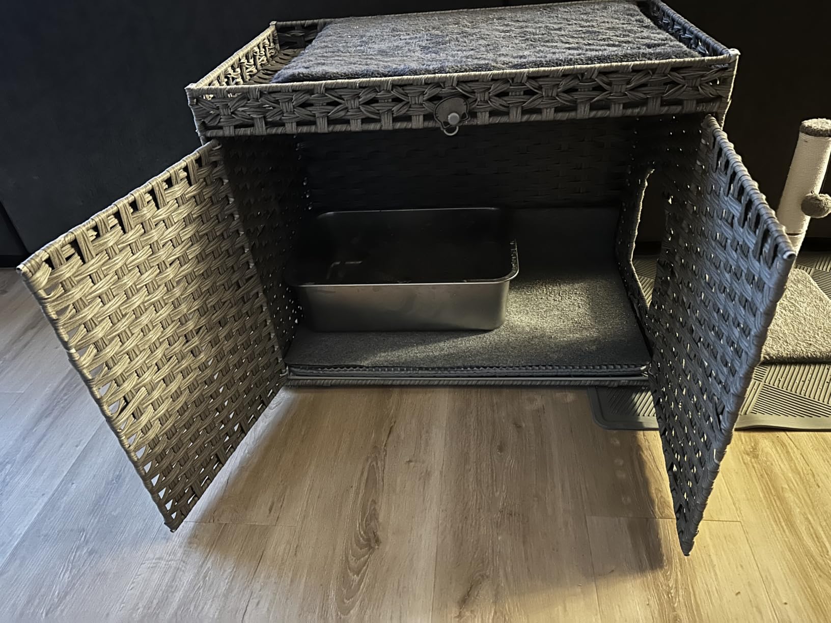 SETVSON Cat Litter Box Enclosure, Extra Large Hidden PE Rattan Natural customer photo 2