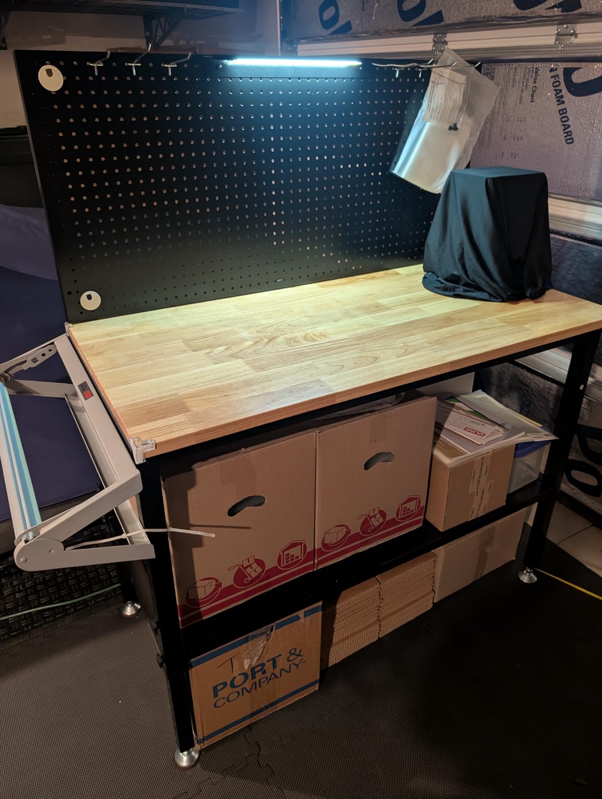 CAMMOO 48x24 Inch Garage Work Bench with Storage, Pegboard & Power Strip customer photo 2