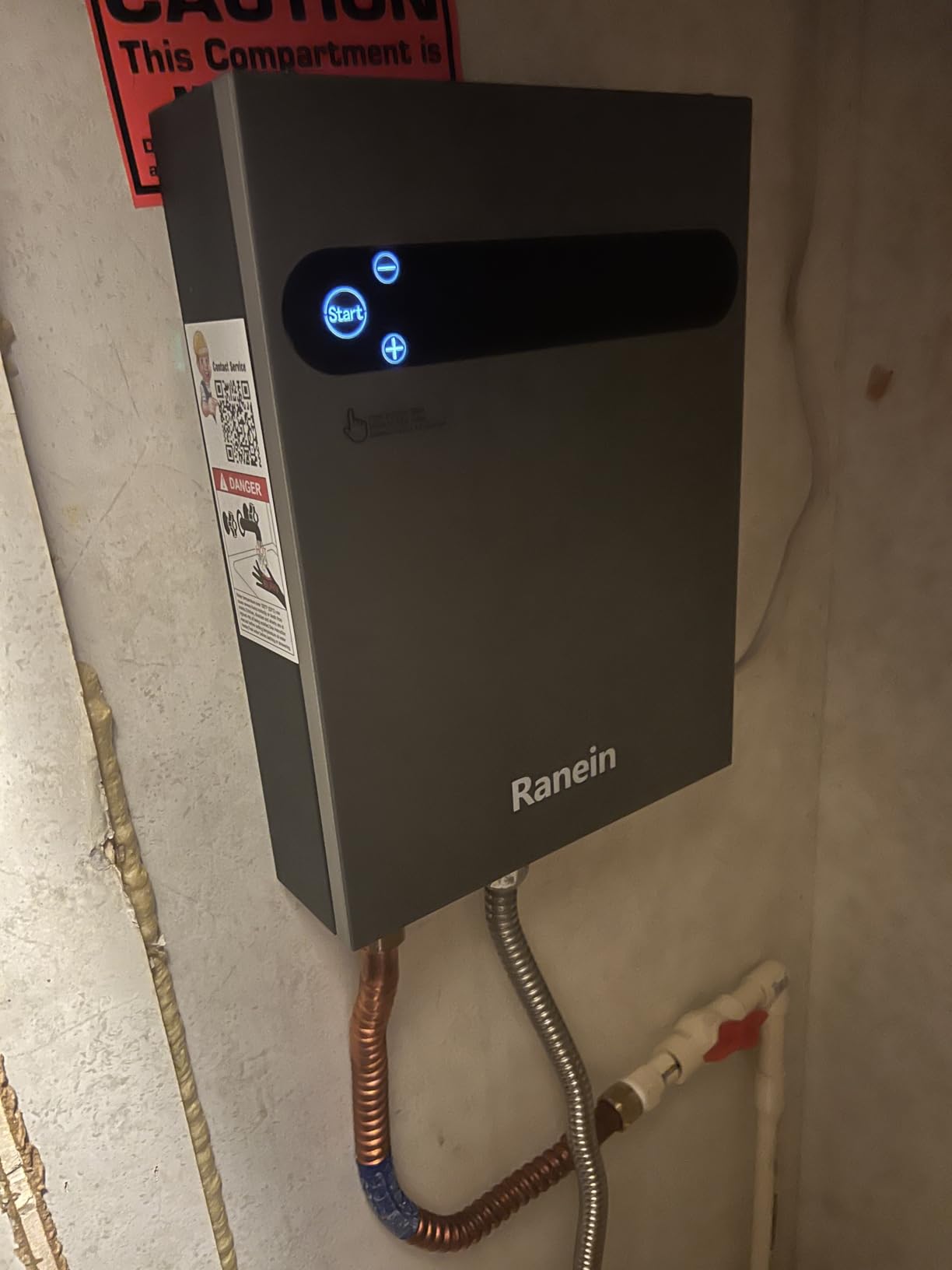 Ranein 8kW Tankless Electric Water Heater, 240V, LED Display customer photo 1