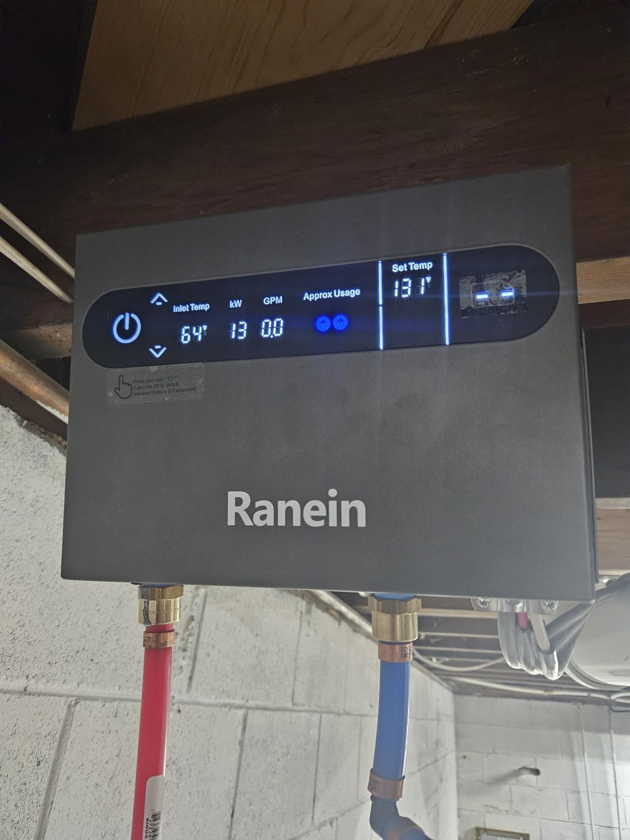 Ranein 8kW Tankless Electric Water Heater, 240V, LED Display customer photo 2