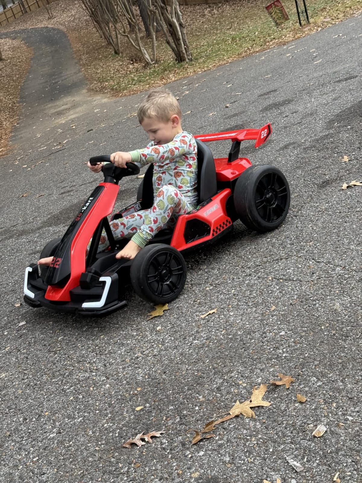KerryYoo K61 Go Kart Electric Drift Kart with Length Adjustable Seat, 24V Ride on Toys with 4 Speed Mode,300W Outdoor Ride On Crazy Kart, 8.5 MPH, Bluetooth - Blue customer photo 1