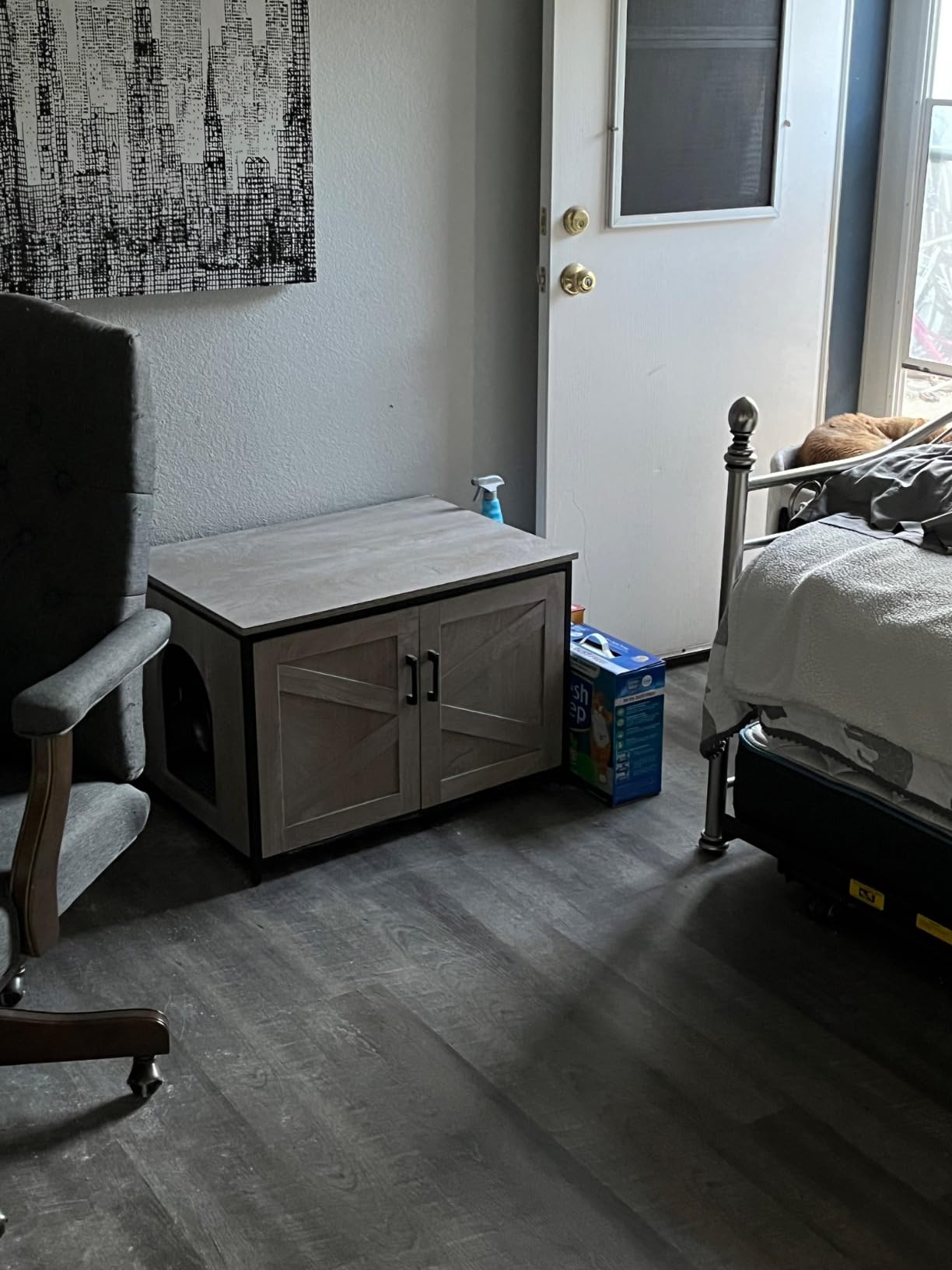 unipaws Top Opening Cat Litter Box Enclosure Furniture, Flip Top Design customer photo 1