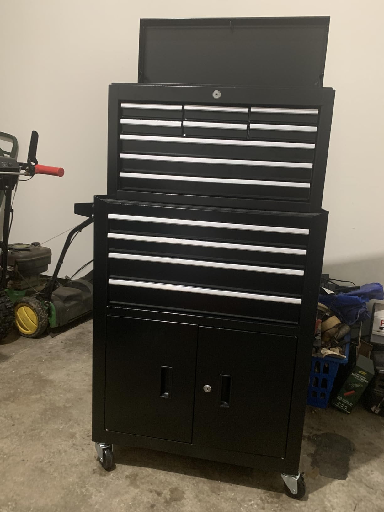 13-Drawer Double Door Rolling Tool Chest, 2 in 1 Detachable Tool Chest,Tool Box with Drawers and Wheels, Large Tool Cabinet with Lock, Metal Standing Toolbox for Garage Workshop-Black customer photo 1