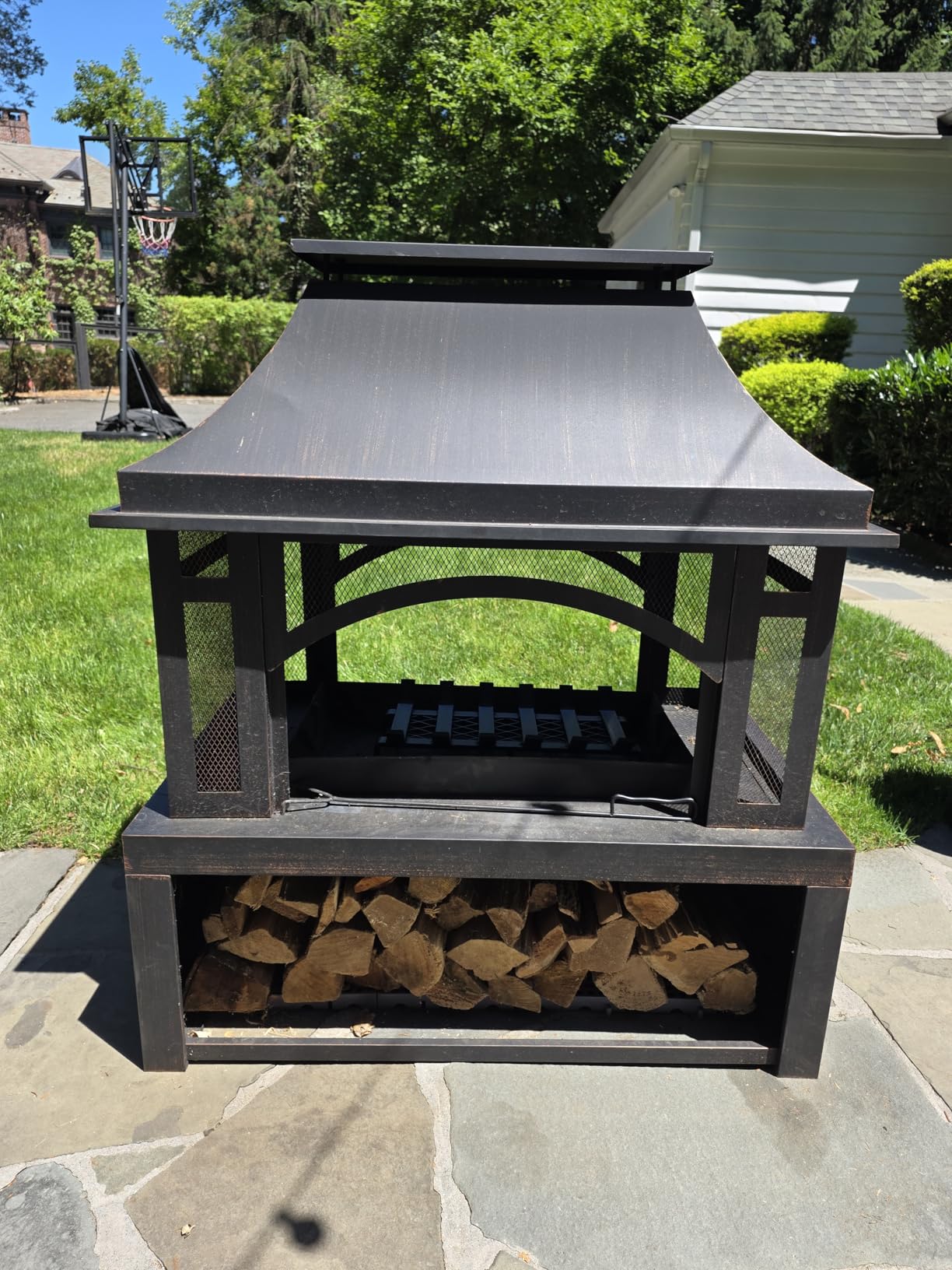Panovue 39 Inch Fire Pits with Outdoor Chimney and Wood Storage customer photo 2