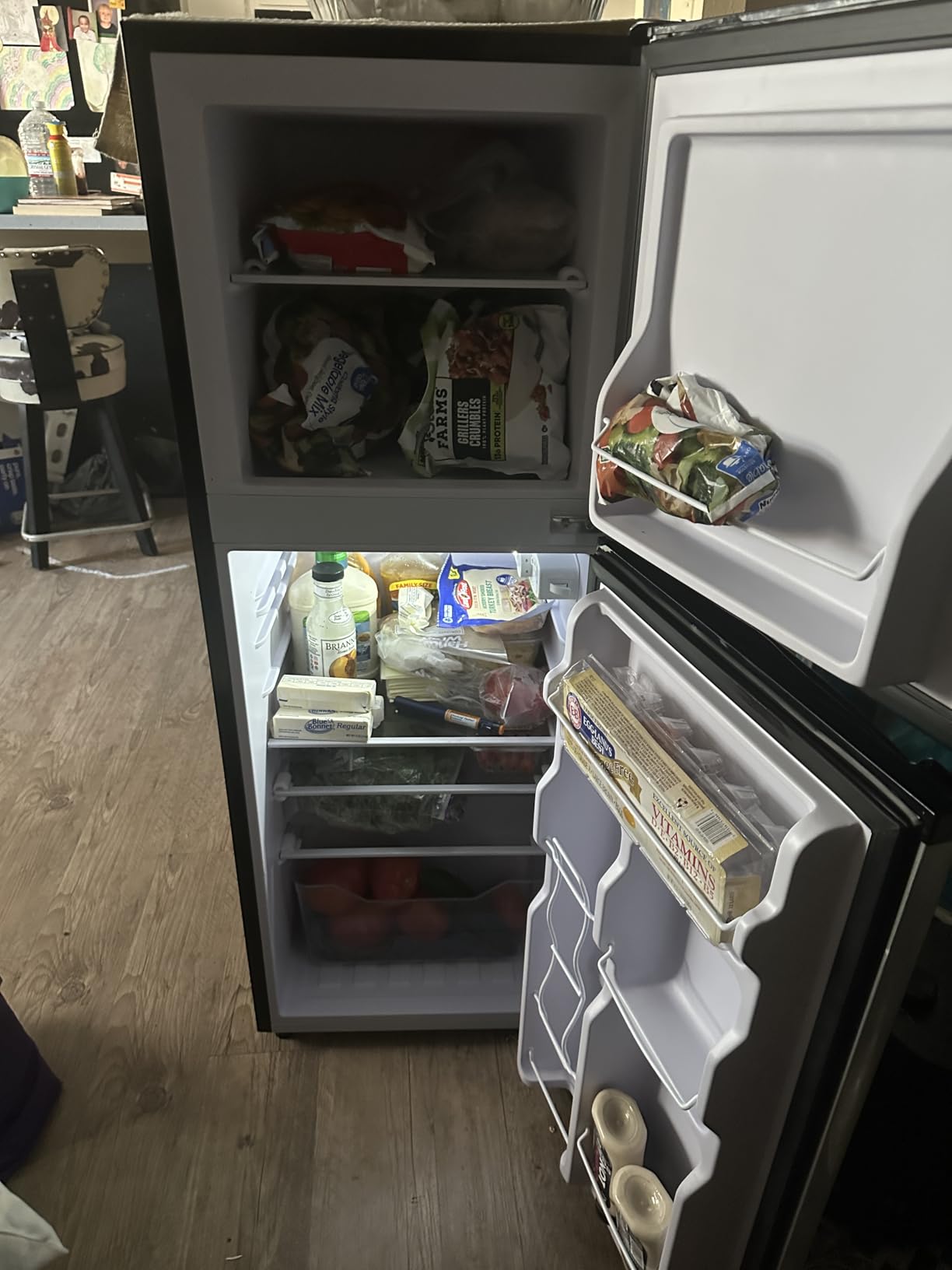5.0 Cu.Ft Small Refrigerator with Freezer Double Door Mini Fridge Top Freezer Adjustable Temperature for Dorm Office Apartment Black customer photo 1