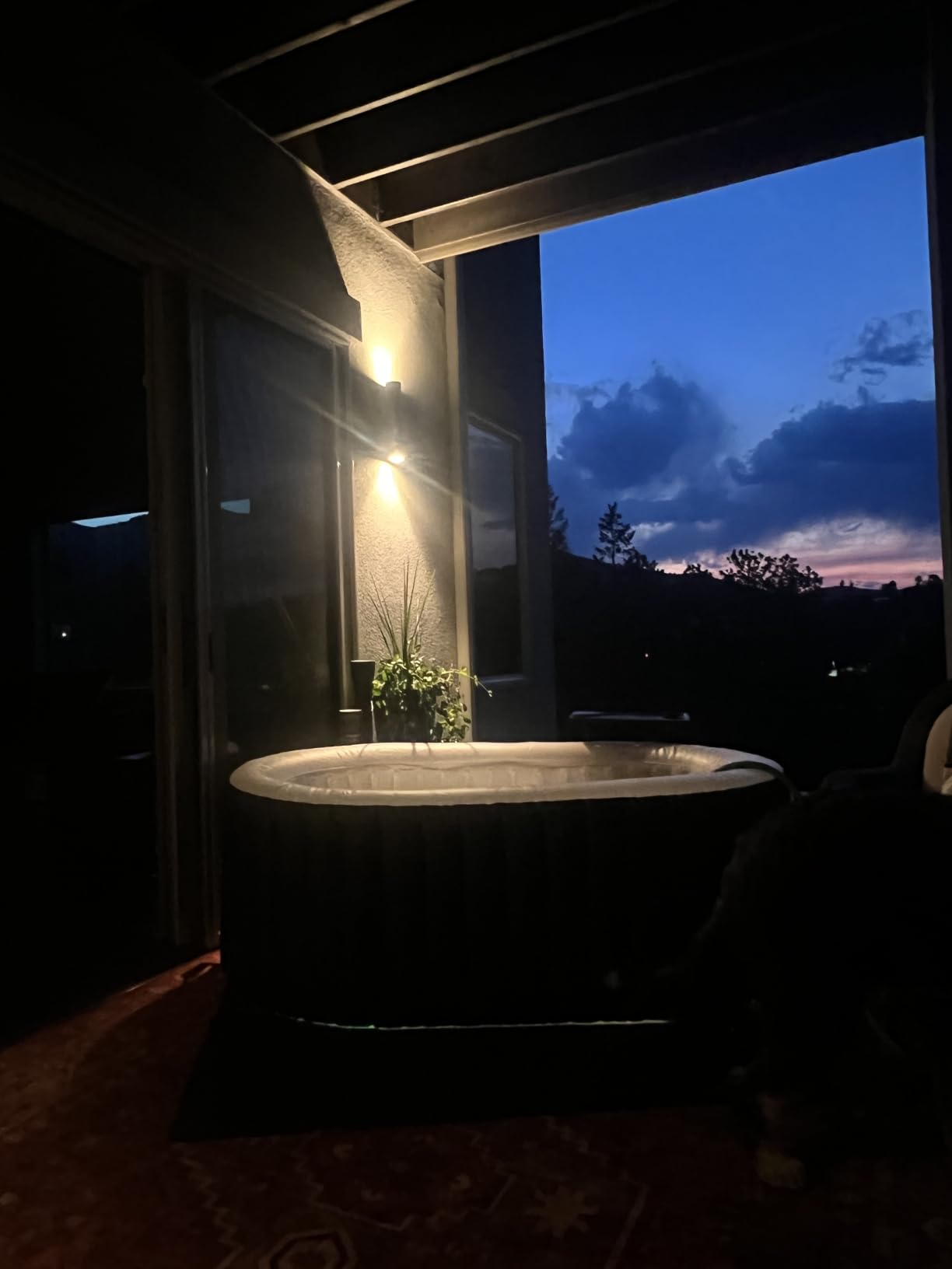 2 Person Inflatable Hot Tub with Side Table, Oval Blow Up Portable Hot Tub, Leak-Proof PVC Outdoor Spa with 100 Strong Air Jets, Heater Pump and Insulated Cover, 75” X 47”X 25” customer photo 1