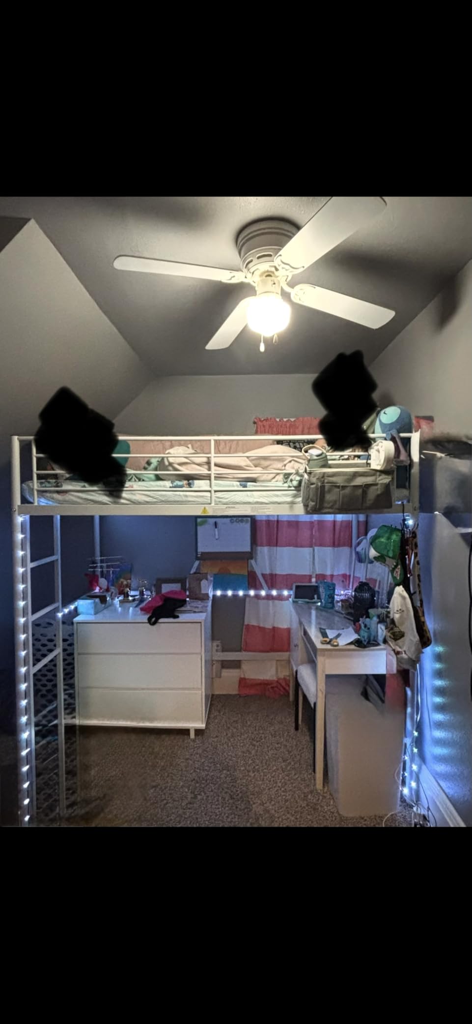 VECELO Loft Bed Twin Size, Metal Bedframe with Removable Ladder and Safety Guardrail, No Box Spring Needed, Space Saving, Noise Free, Light Pink customer photo 1