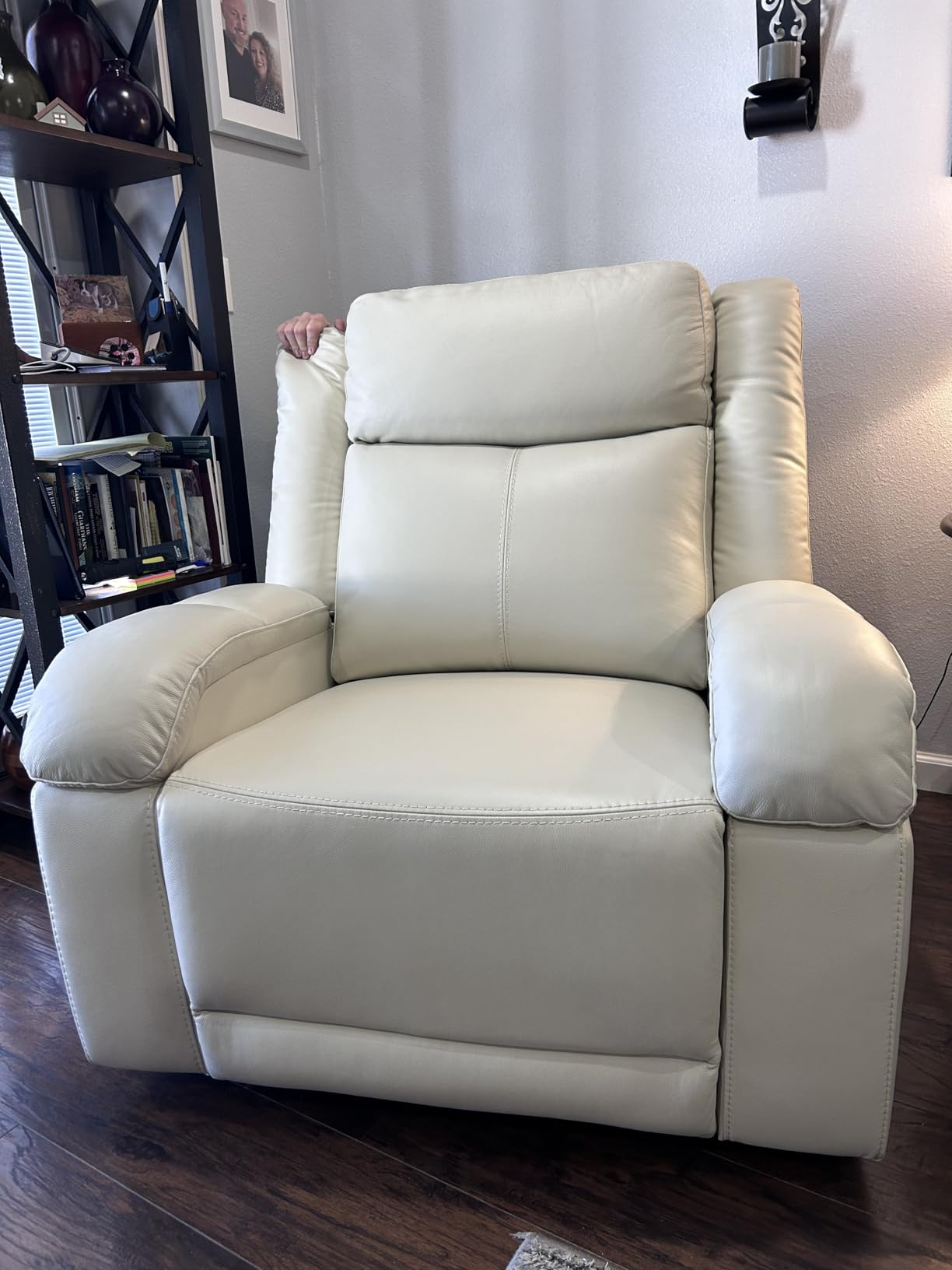 Watson & Whitely Oversized Genuine Leather Power Recliner Chair, Navy Blue customer photo 1