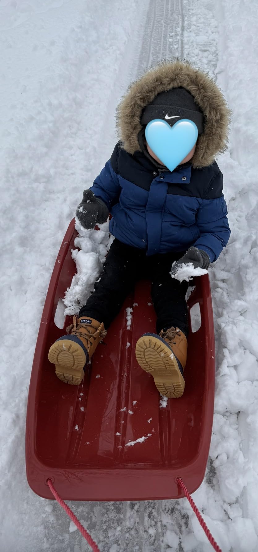 Retrospec Retrorider Plastic Snow Sled – Toboggan Style with Pull Rope, Cold-Resistant Coating, and Hard Bottom for Smooth Downhill Rides – Available for Kids and Adults customer photo 2