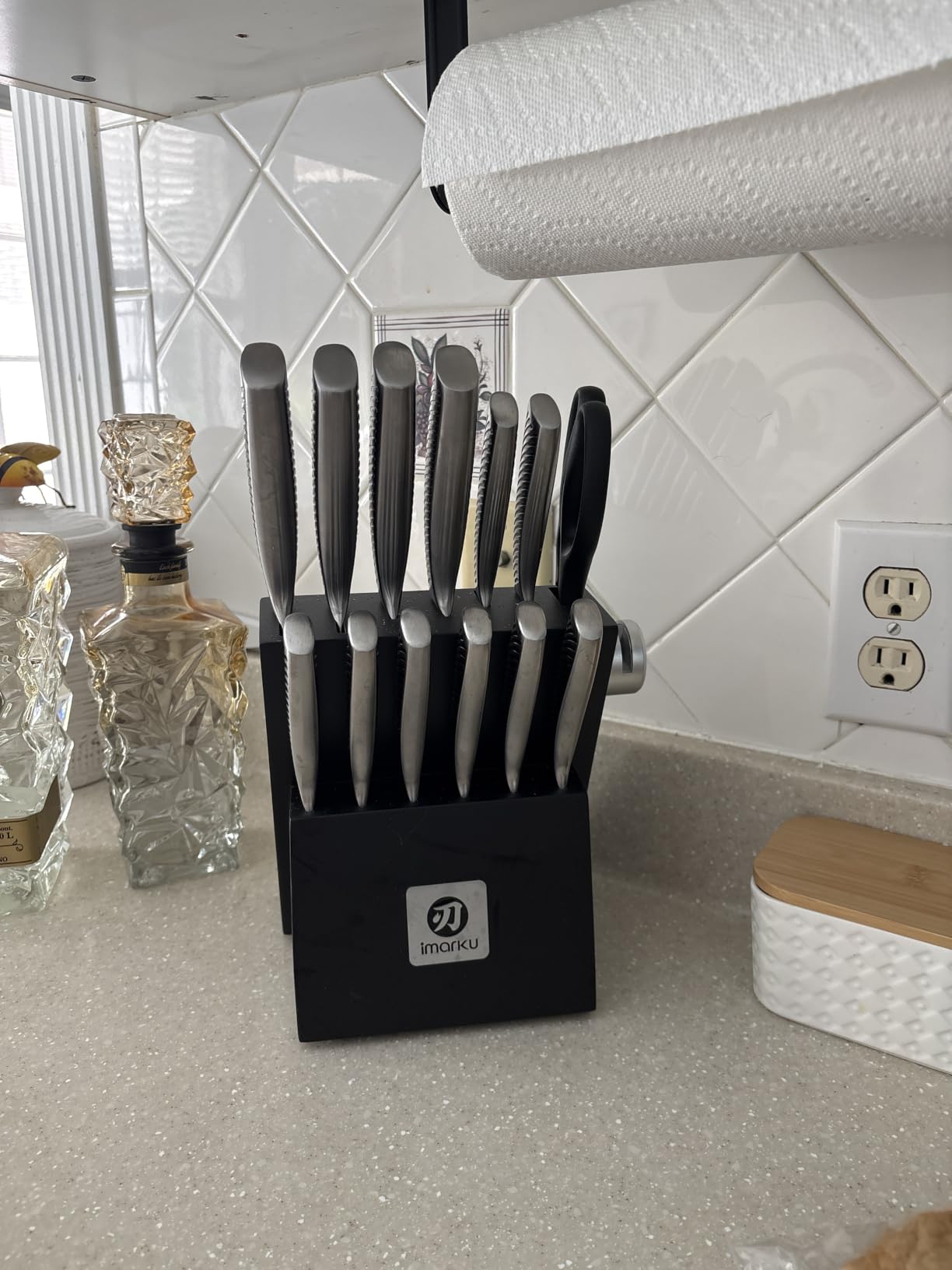 imarku Japanese High Carbon Stainless Steel Knife Set with Block, Precision-Forged Gyutou Kitchen Knives with Built-in Sharpener, Ultra-Sharp 10–15° Edge, Ergonomic Non-Slip Handle, Dishwasher Safe customer photo 2