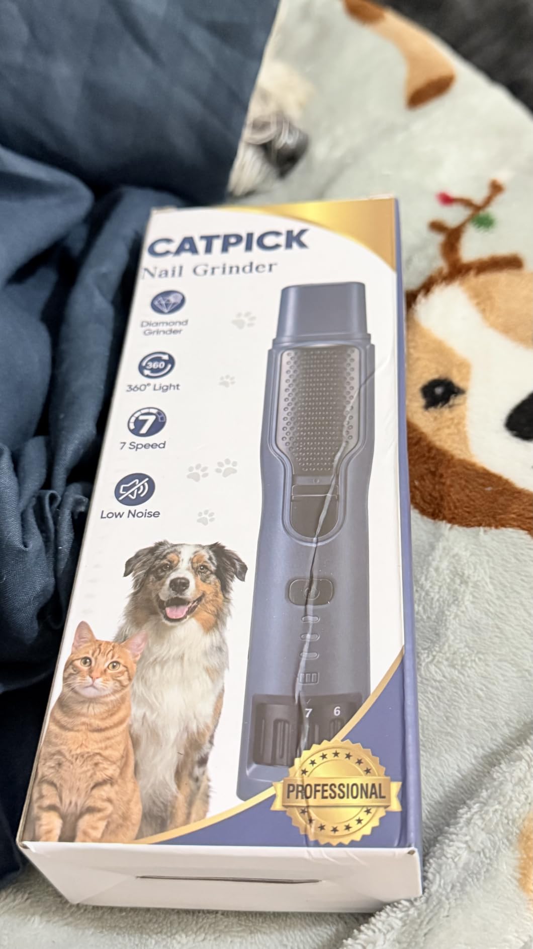 CATPICK 7-Speed Quiet Dog & Cat Nail Grinder with 360° LED for Thick Nails customer photo 1