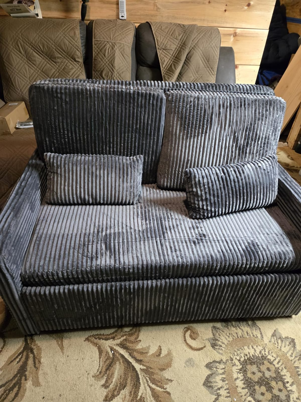 Ahomly 77.2'' Extended Pull Out Sofa Bed, 3-in-1 Sleeper Couch, Dark Gray customer photo 1