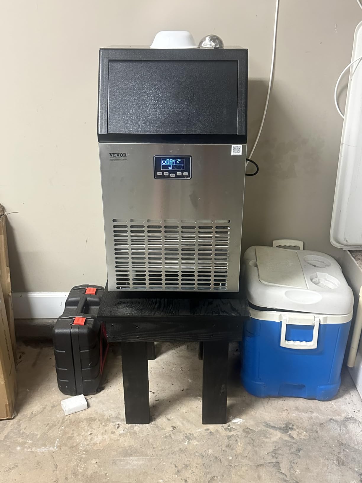 VEVOR Commercial Ice Maker Machine, 265 lbs/24h with 55-85 lbs Storage Capacity, Built-in/Freestanding/Under Counter, Stainless Steel Ice Maker with LED Display & Self-Cleaning, Home Bar Restaurant customer photo 2