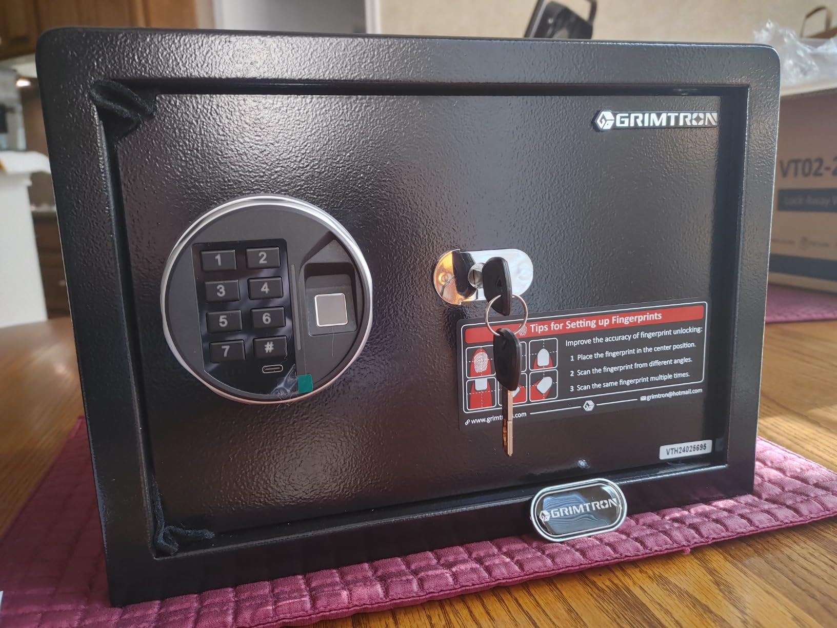 Grimtron 23LB Biometric 4 Pistols Safe with Fingerprint Lock, 3-8 Digit PIN customer photo 2