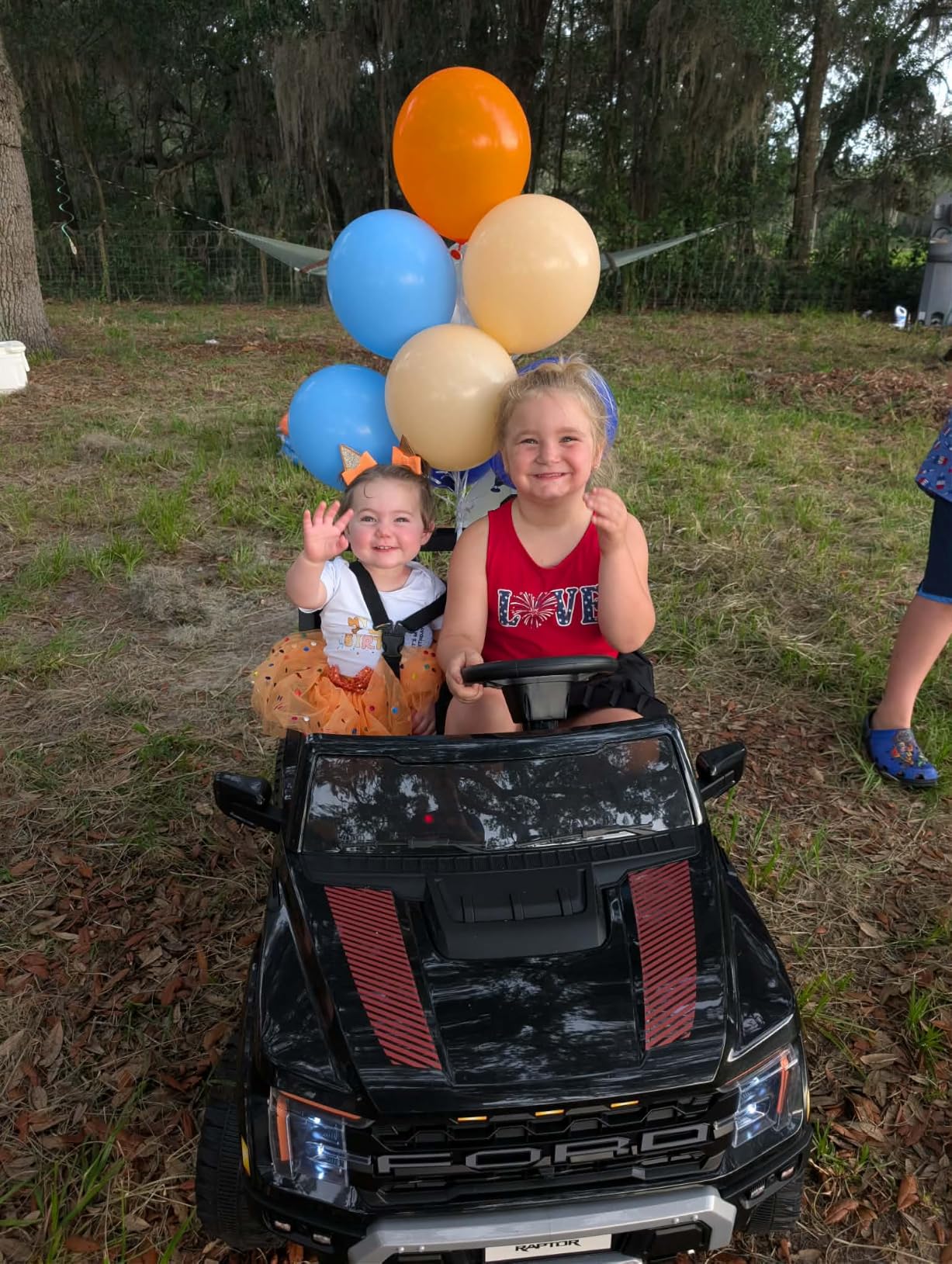 First Ride On 24V 2 Seater Kids Car Truck, Licensed Ford F-150 Raptor Electric Ride on Car w/Remote Control, Dual 120W Motor, LED Lights, Bluetooth Music, Rear Storage, Max 110 Mins Runtime (Pink) customer photo 2