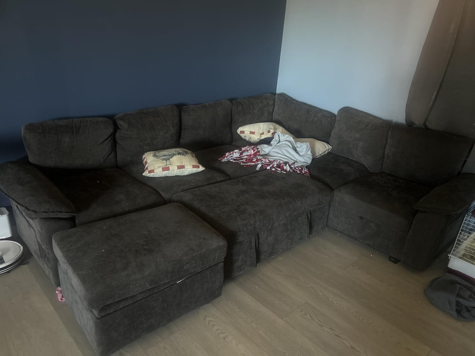 85'' Modular Sectional Sofa with Pull Out Bed, Sleeper Sofa, Dark Gray customer photo 2