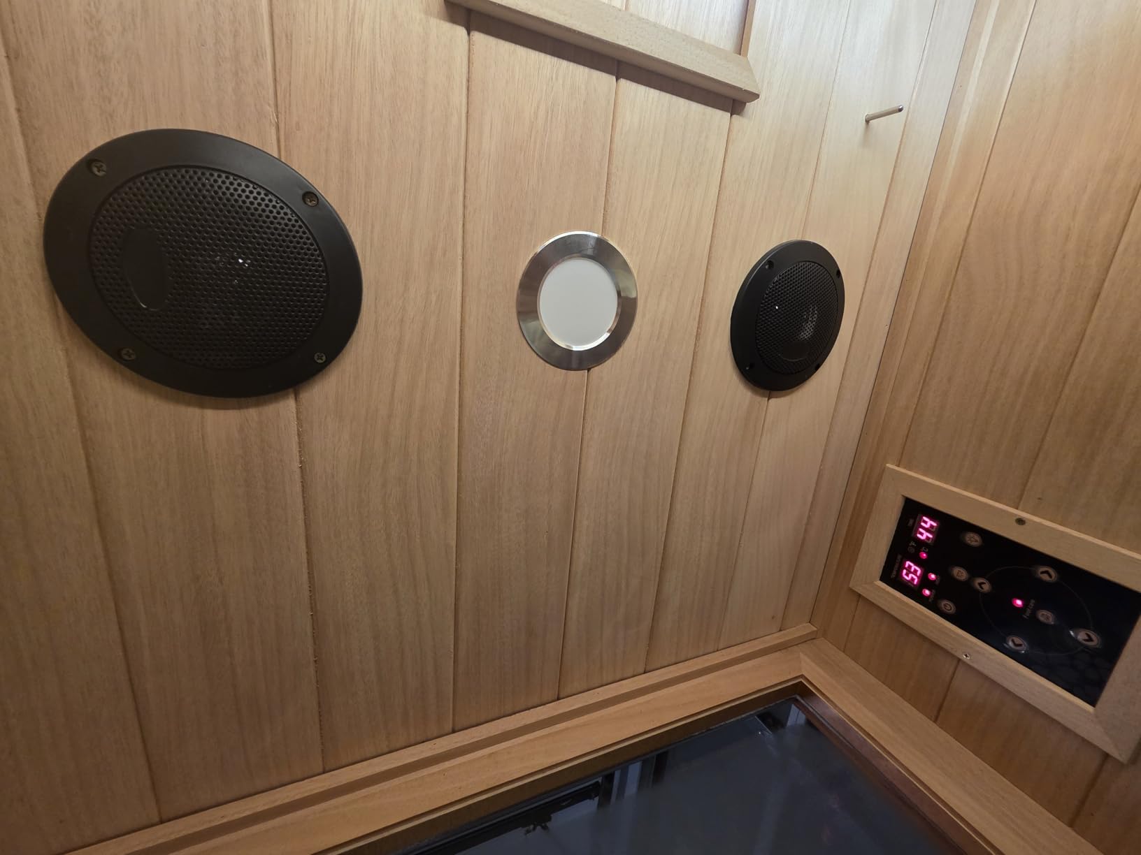 Sauna Room, Steam Sauna 4-6 Person Traditional Outdoor Barrel Sauna Finnish Carbonized Spruce with Electric Sauna Heater, Sauna Stones, LED Lights,Sauna Accessories, 7-Color Therapy Sauna customer photo 1