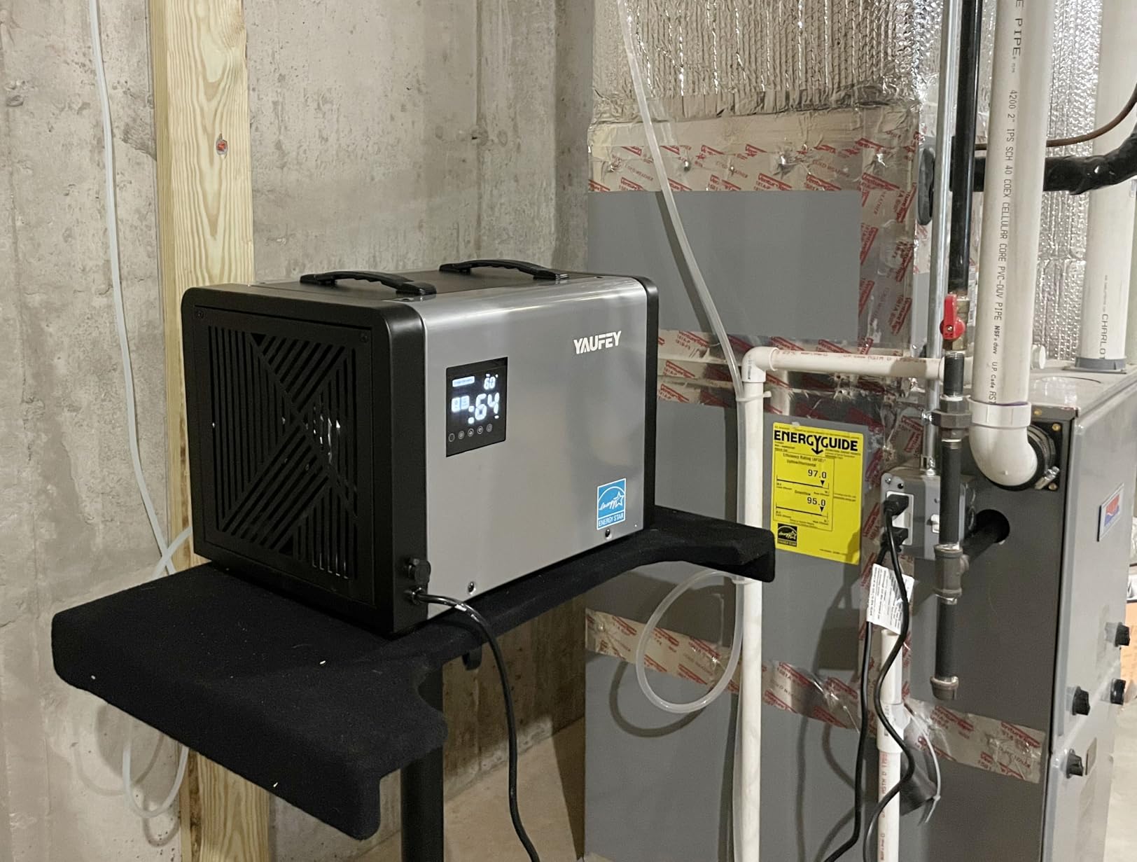 Yaufey 70 Pints Energy Star Commercial Dehumidifier with Drain Hose for 5000 Sq. Ft. Crawl Space, Basement, Industrial, 10-90% RH Humidity Control, 24/7 Continuous Drainage,TUV Certified,5-Yr Coverage customer photo 1