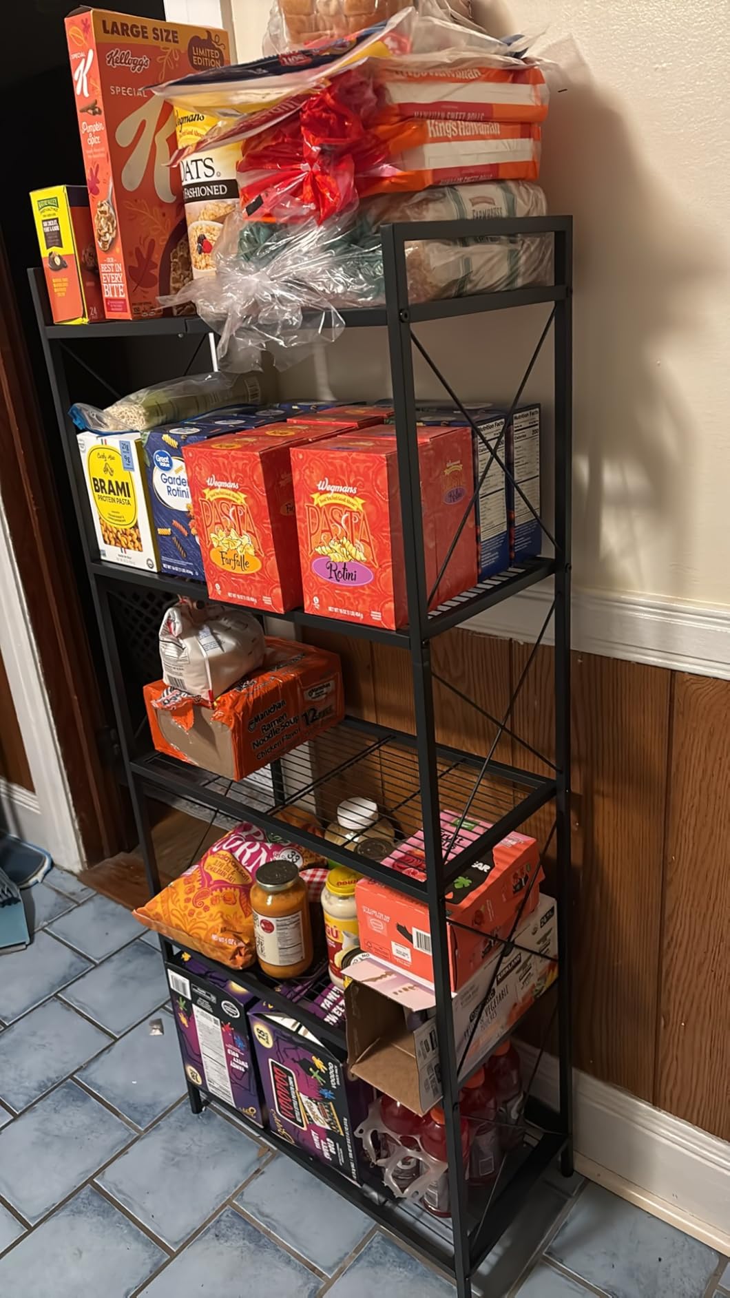 SONGMICS 5-Tier Steel Storage Rack, Shelving Unit with X Side Frames customer photo 2