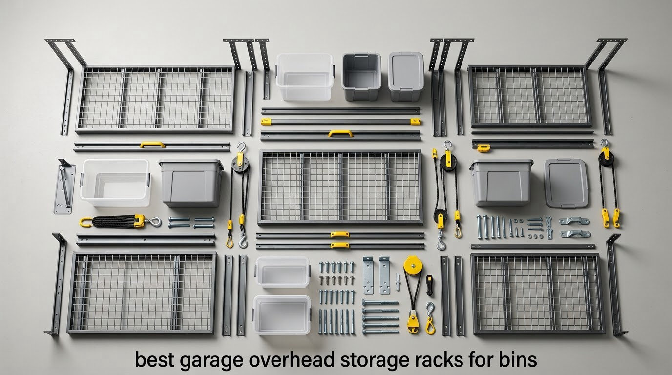 best garage overhead storage racks for bins